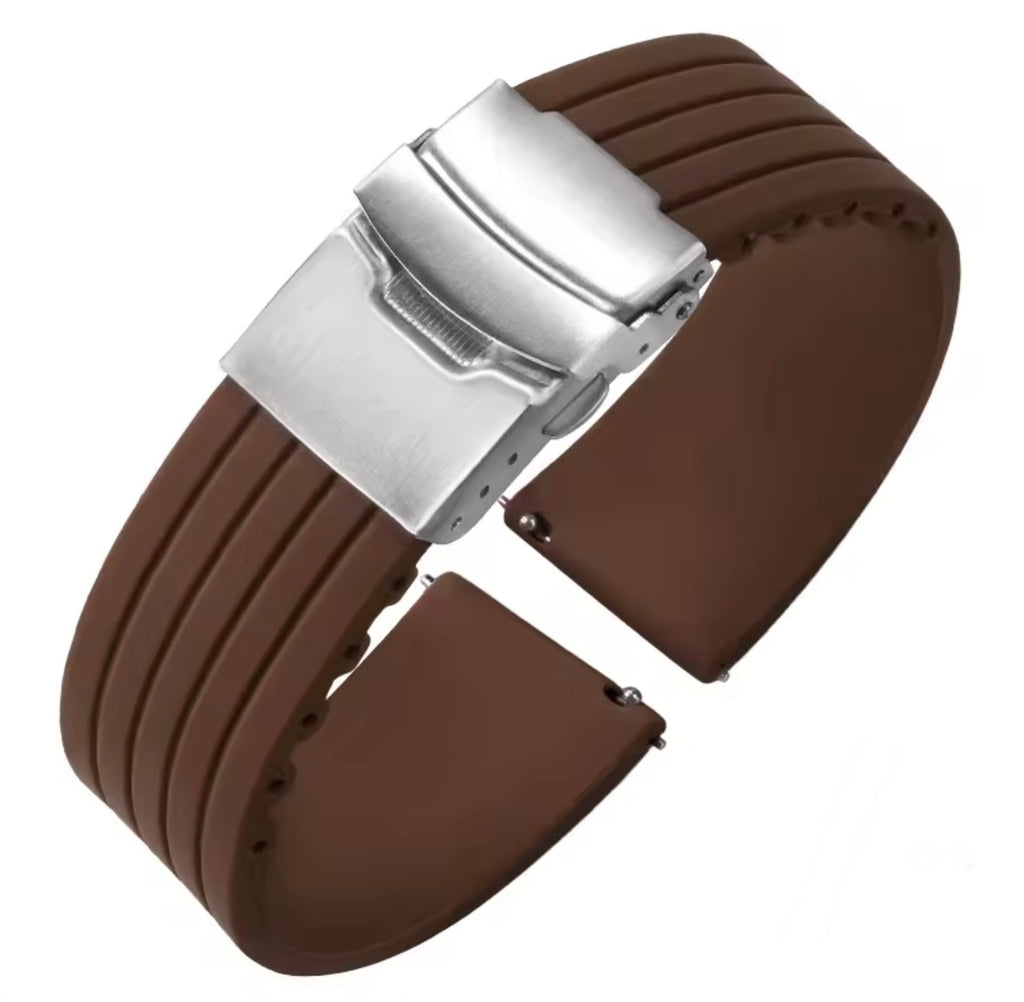 Silicone Watch Strap with Master Lock Clasp & Quick Release Pin – 20mm / 22mm Waterproof Replacement Watch Band
