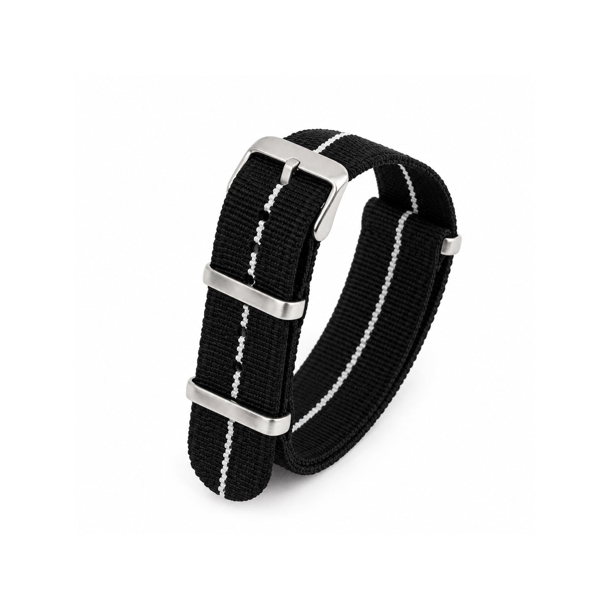 Premium Elastic NATO Strap in Pakistan | Black White | Imported Stretch Nylon Military Watch Band for Men | Comfortable Flexible Replacement Strap for 18mm 20mm 22mm Watches