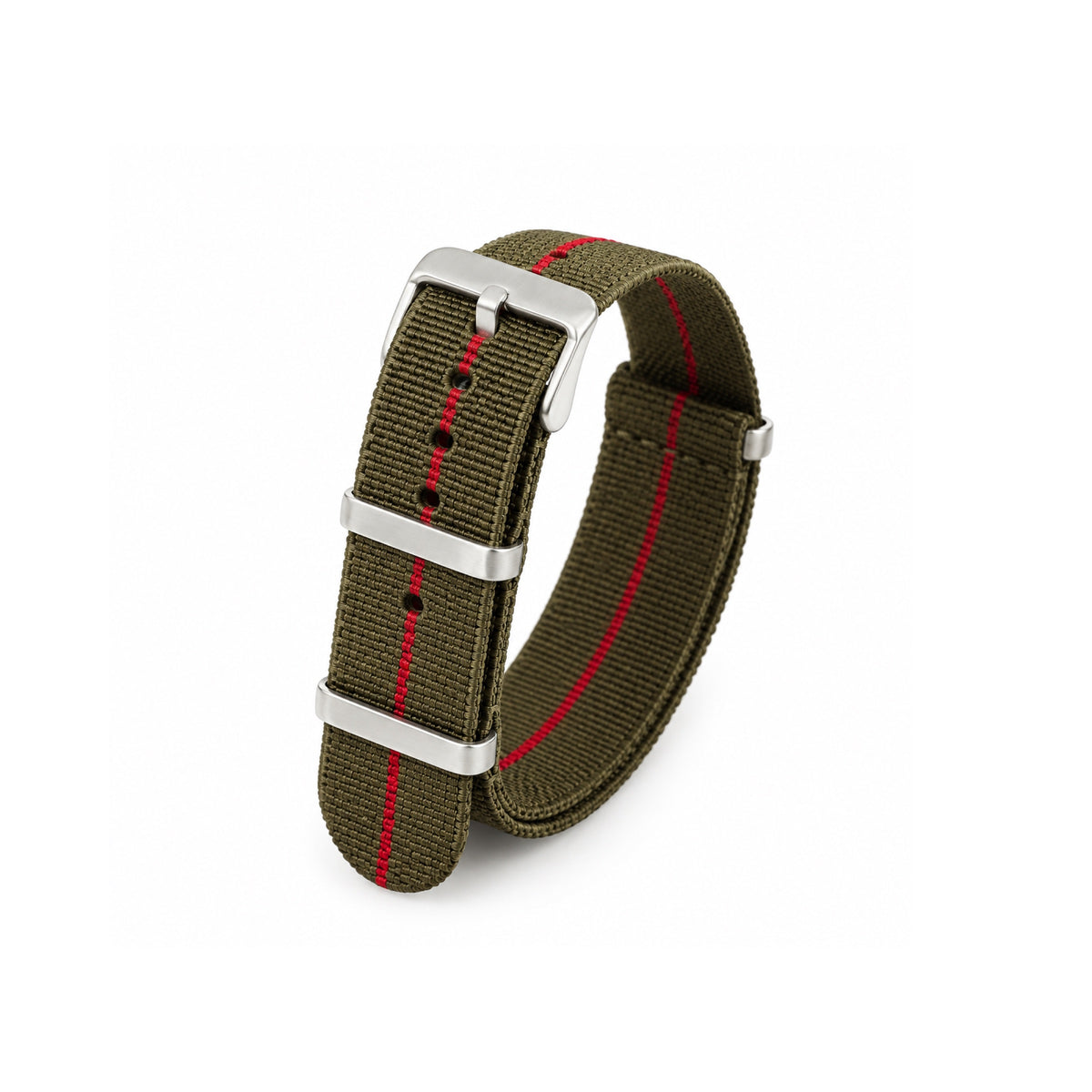 Premium Elastic NATO Strap in Pakistan | Green Red | Imported Stretch Nylon Military Watch Band for Men | Comfortable Flexible Replacement Strap for 18mm 20mm 22mm Watches