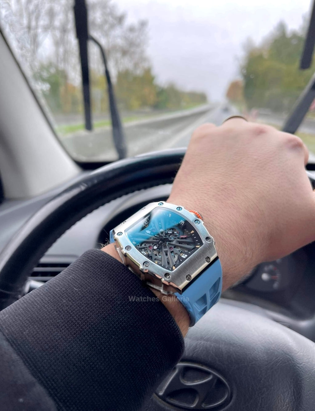 Pagani Design PD1738 Tonneau Skeleton Blue & Silver Quartz Watch – VH65 Japan Movement, Sapphire Crystal, 316L Steel Case | 50M Water Resistant Luxury Design
