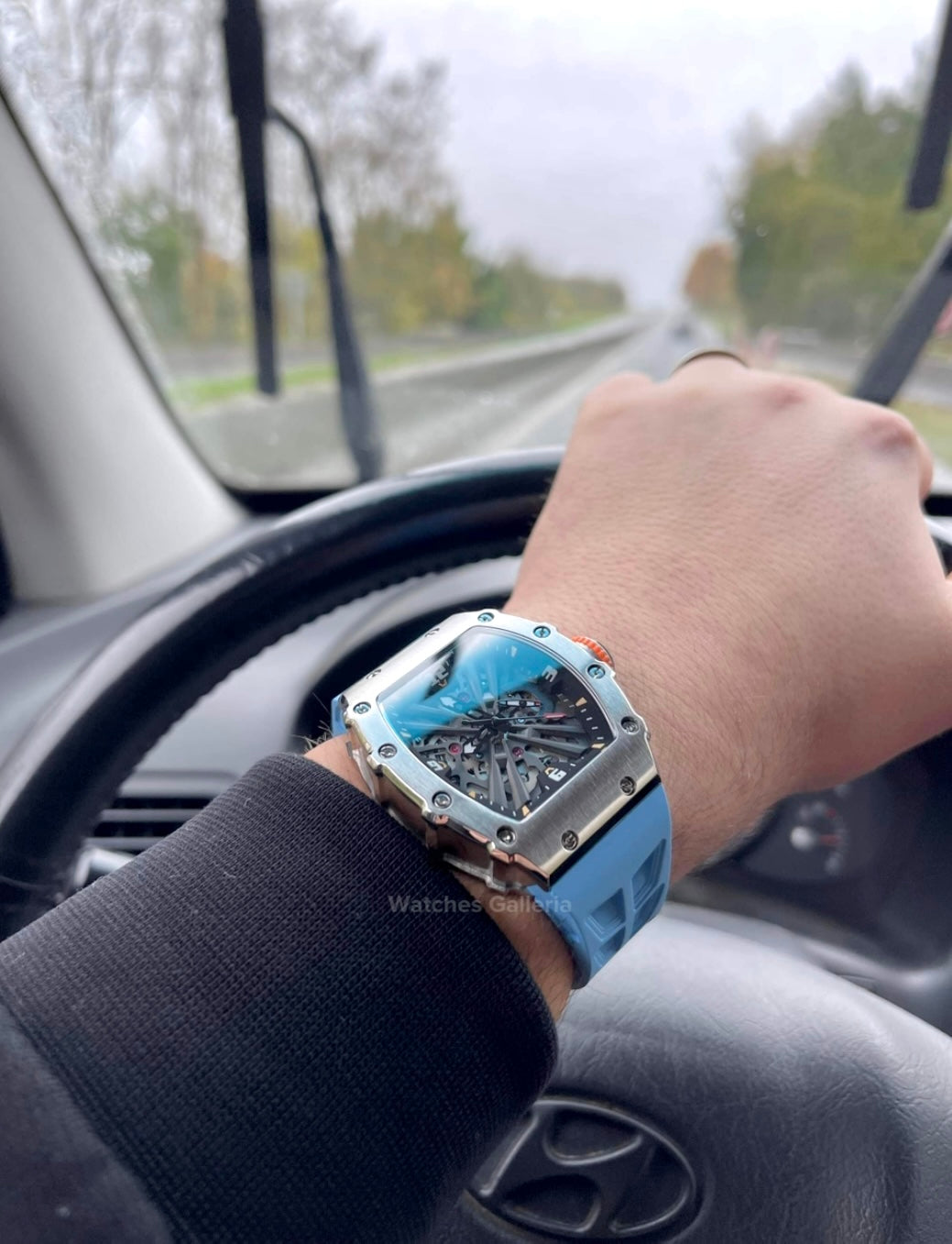 Pagani Design PD1738 Tonneau Skeleton Blue & Silver Quartz Watch – VH65 Japan Movement, Sapphire Crystal, 316L Steel Case | 50M Water Resistant Luxury Design