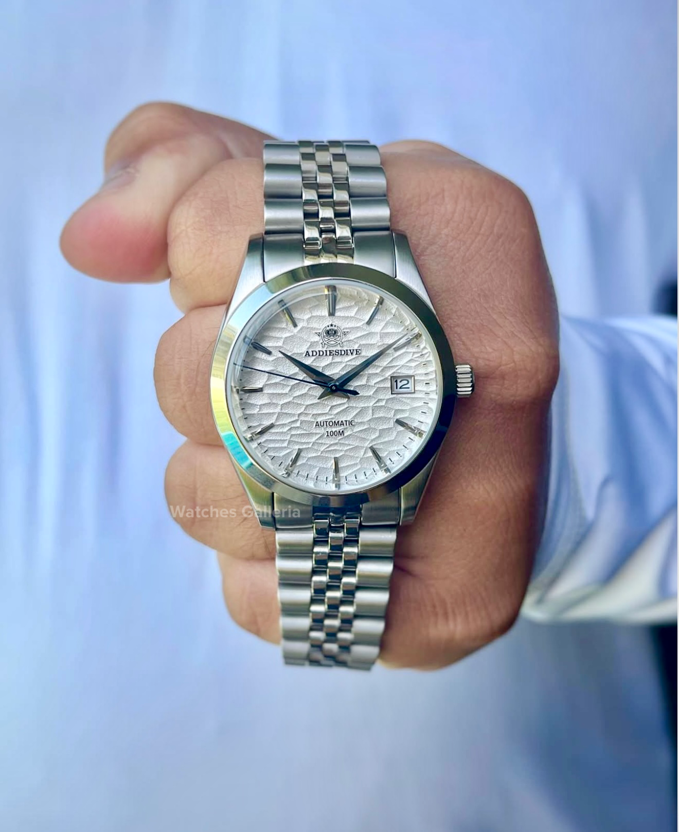 Addiesdive AD2118 Omiwatari White Dial Automatic Watch – NH35A Movement, Sapphire Crystal, 100M Waterproof, Jubilee Bracelet