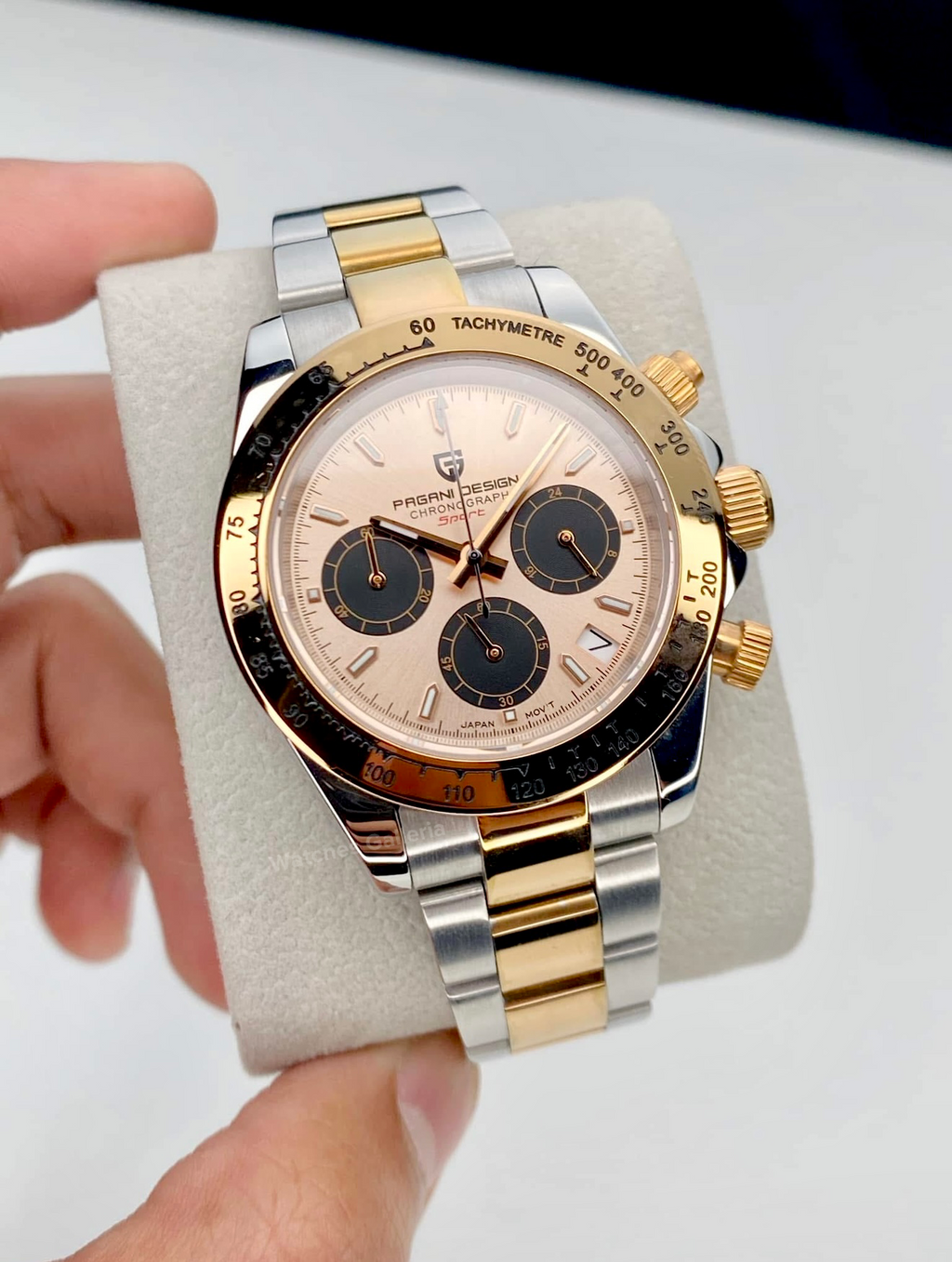 Pagani Design PD1644 Daytona Quartz Chronograph Rose Gold Two Tone 40mm – VK63 Sapphire Steel 100M