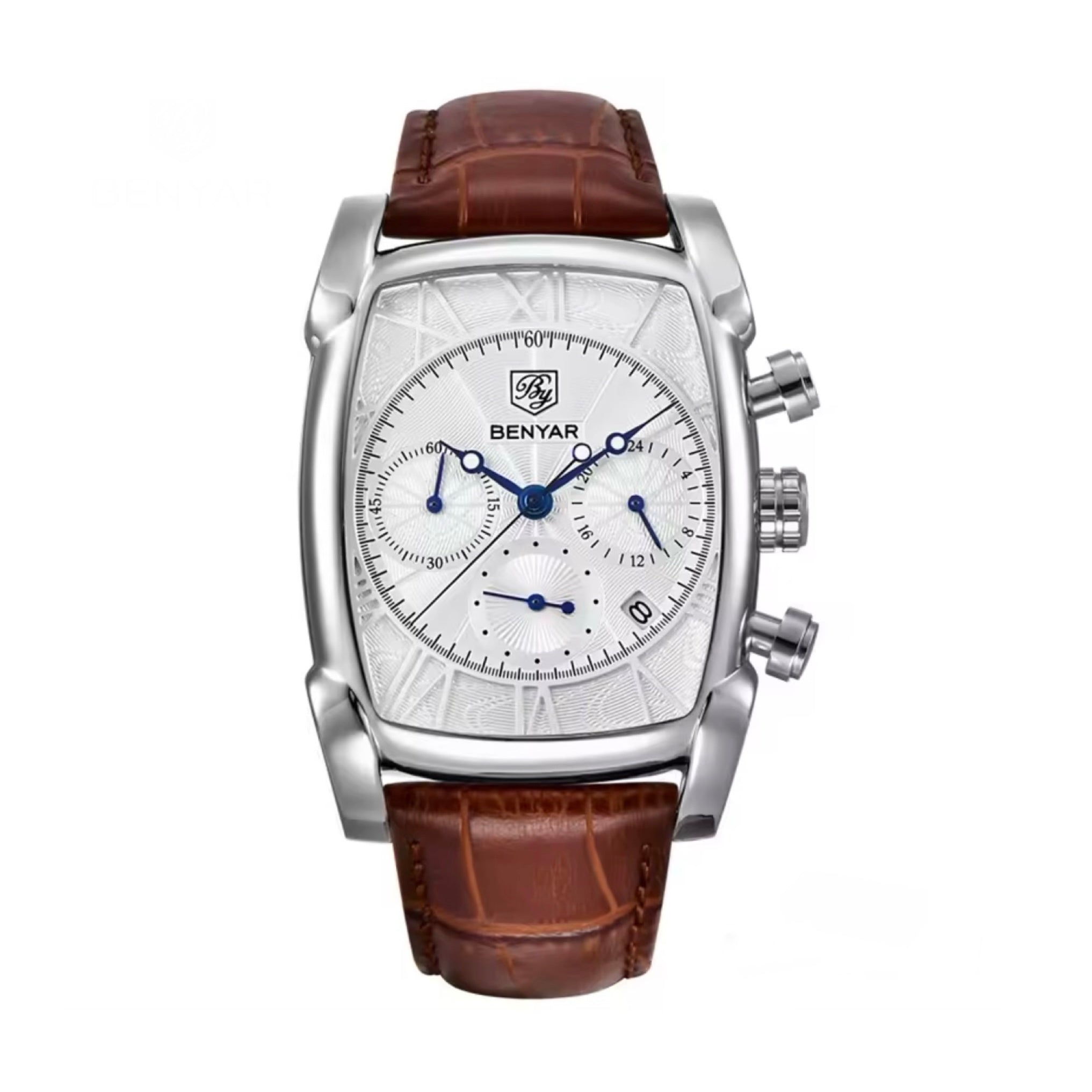 Benyar BY5113 Square Chronograph (Brown/Silver) Benyar Watch Pakistan