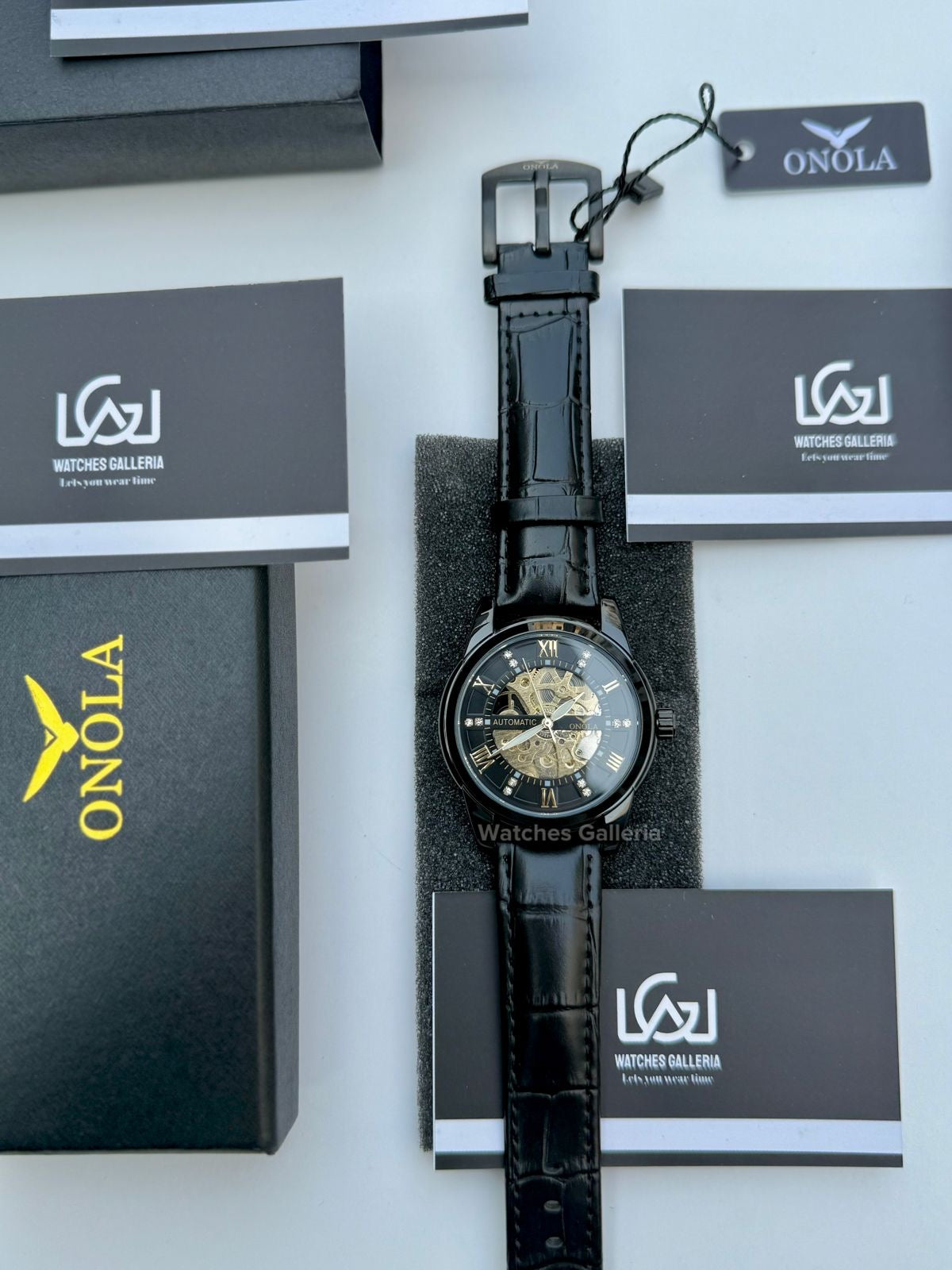 Onola Skeleton Watch Automatic (Black) ON3861 Watches Galleria