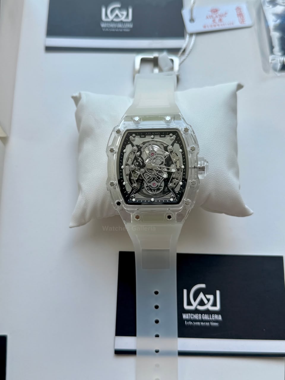 Ailang 8109 Skeleton Watch for Men White Blue Automatic Mechanical Watch Original Ailang Watch Pakistan