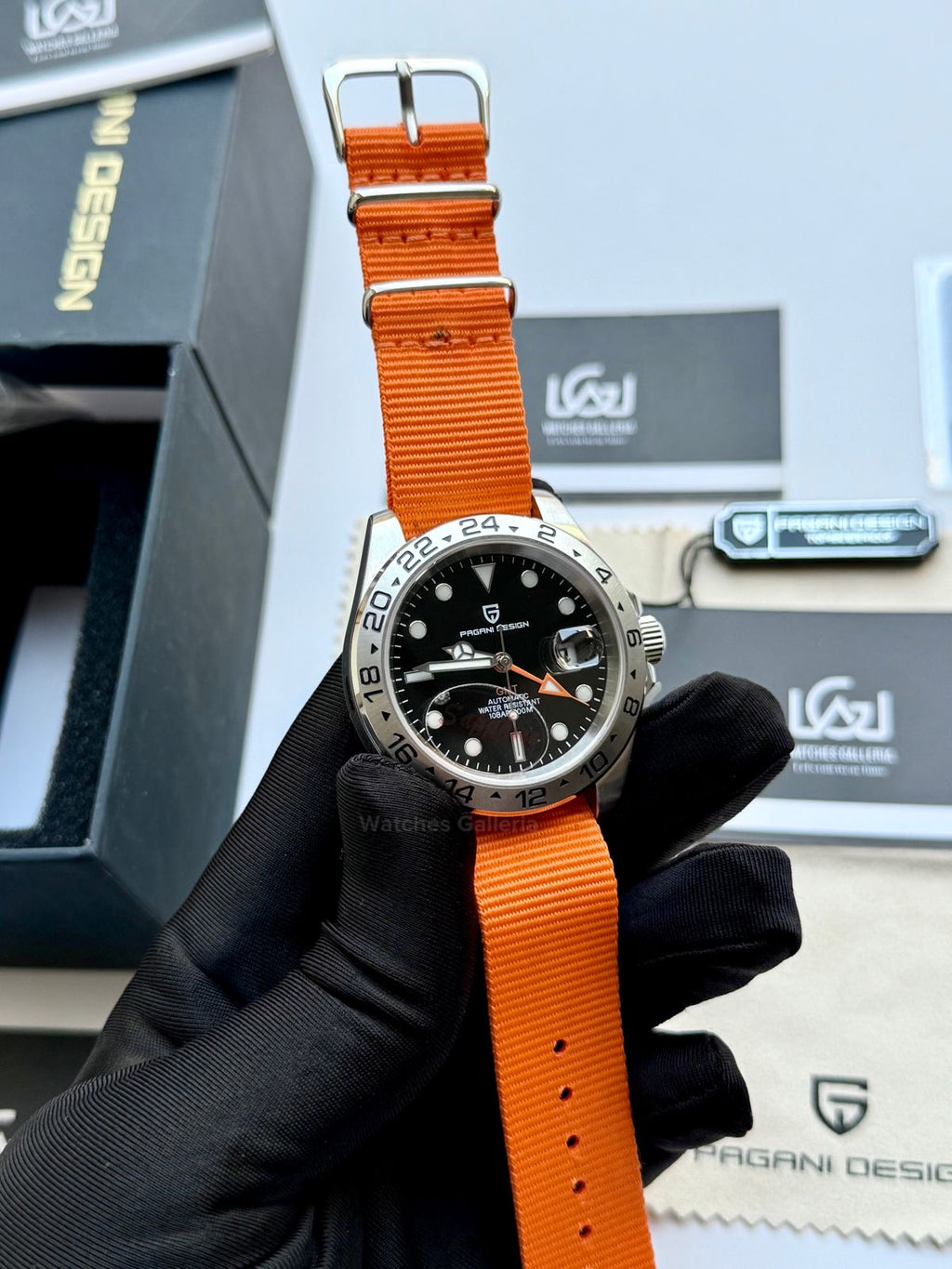 Pagani Design PD1682 Explorer II Black 42mm GMT Automatic – Sapphire Glass | NATO Strap | 100M WR
