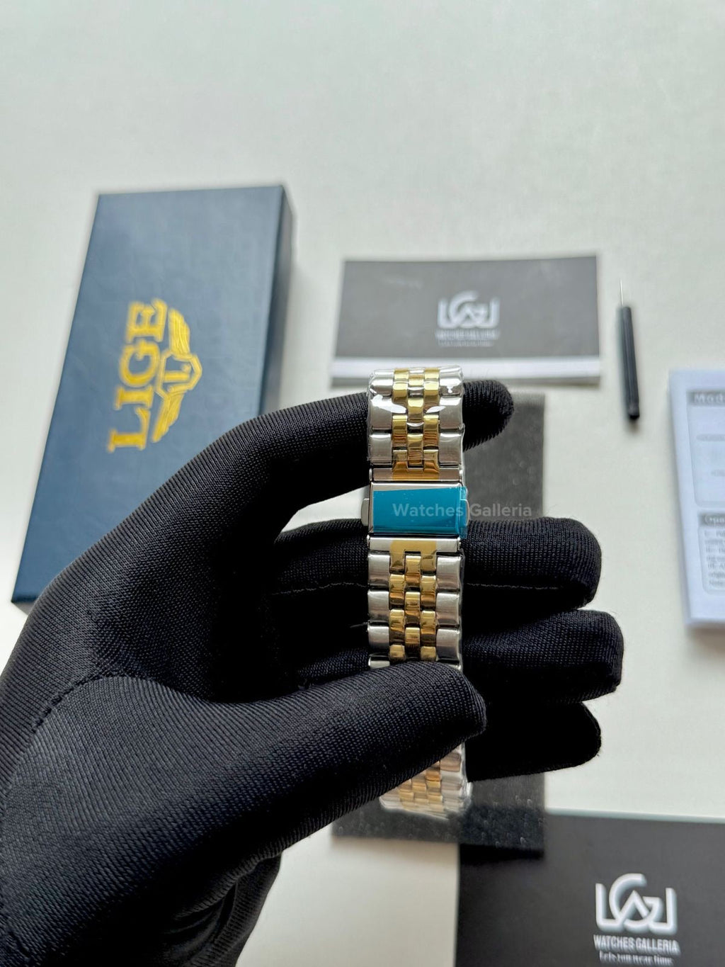 Lige Submariner Quartz (Gold/Black) Lige89151 Watches Galleria