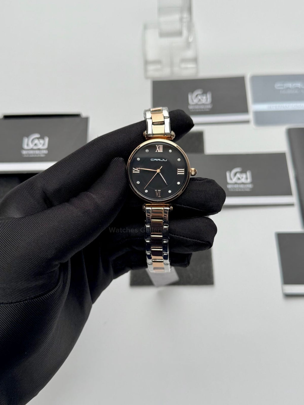 Crrju 2178 Ladies Watch Quartz (Rose Gold/Black) CRRJU Watch Pakistan
