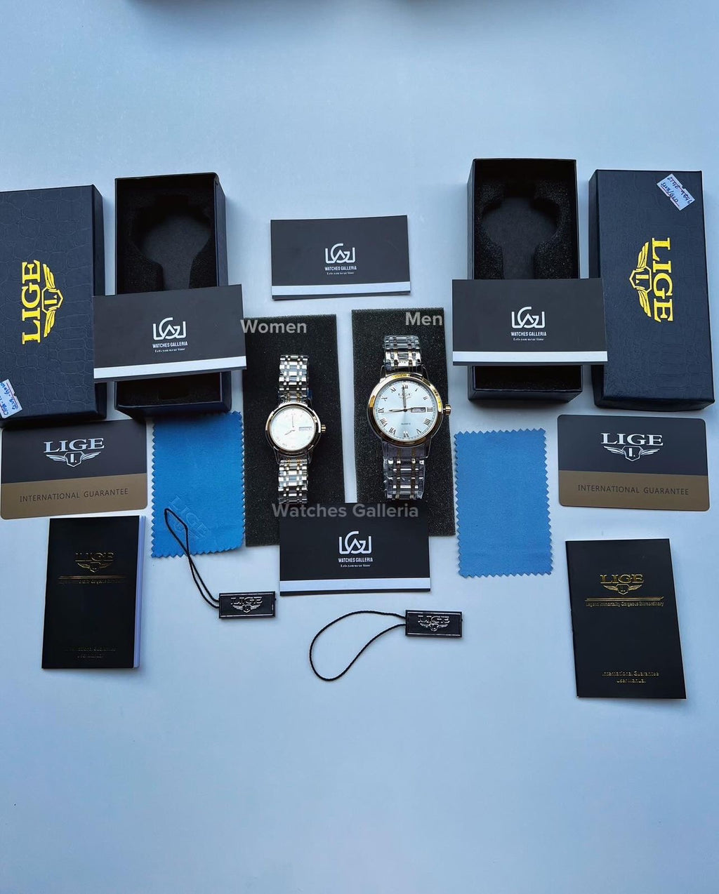 Lige Date Day Couple Watch (Silver/Gold) lige9846 lige 10007L