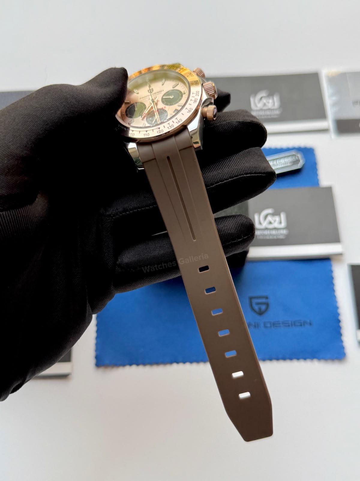 Pagani Design PD1644 Daytona Rose Gold Two Tone Silicon Limited Edition Men’s Chronograph Watch – Seiko VK63 Japan Quartz | Sapphire Crystal | Ceramic Bezel | 100M Water Resistant