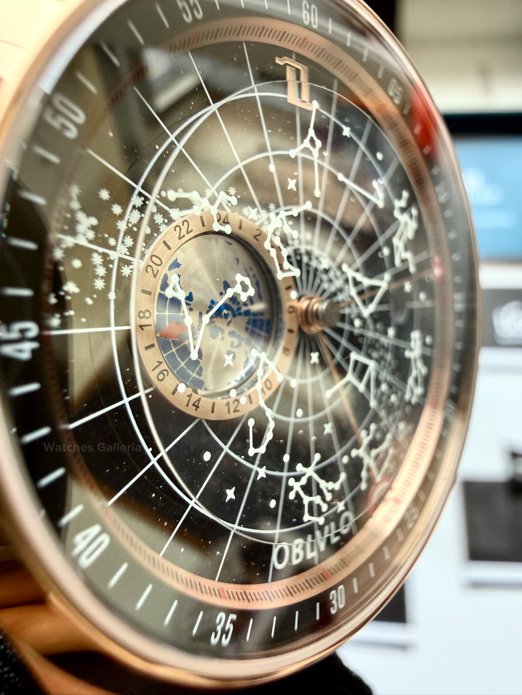 OBLVLO GC (Brown Rose Gold Black) Grand Complications Celestial Automatic Watch Brown & Black Dial with Rose Gold Details, Moving Constellation & Earth Display – OBLVLOGC | Oblvlo