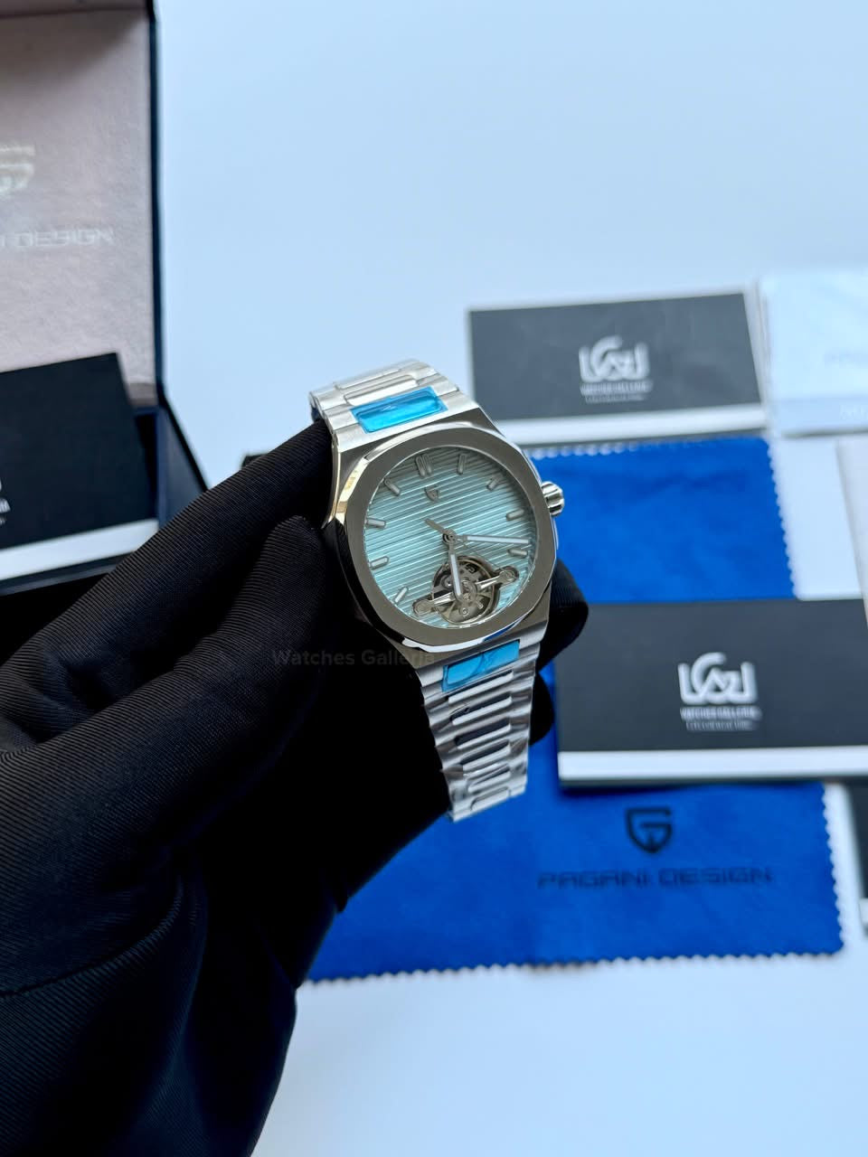 Pagani Design PDys025 Nautilus Flywheel Ice Blue 42mm Automatic Watch – Sapphire Crystal | E3251 Movement | 5ATM