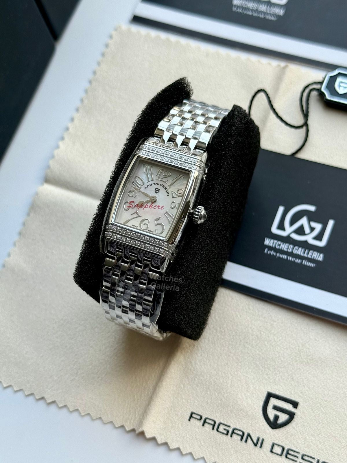 Pagani Design PD1737 Square Ladies Watch Silver White 22mm – Swiss Ronda 762 Quartz | Sapphire Glass | Elegant Stone Dial