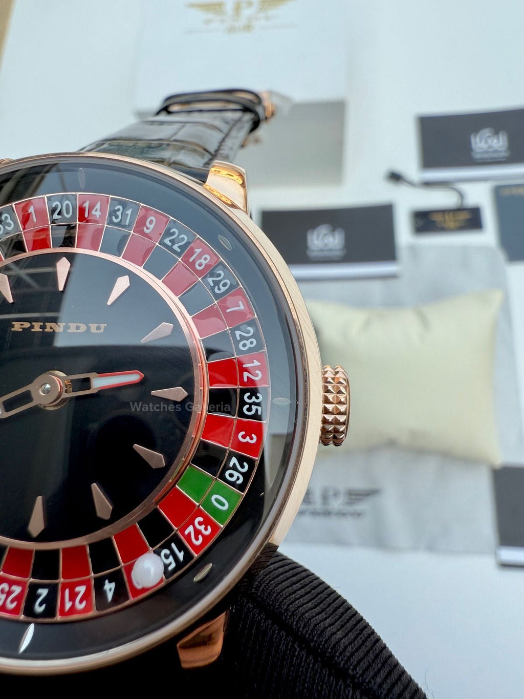 Pindu Design Casino Tourbillon Roulette Button Automatic (Black) P6628 Watches Galleria