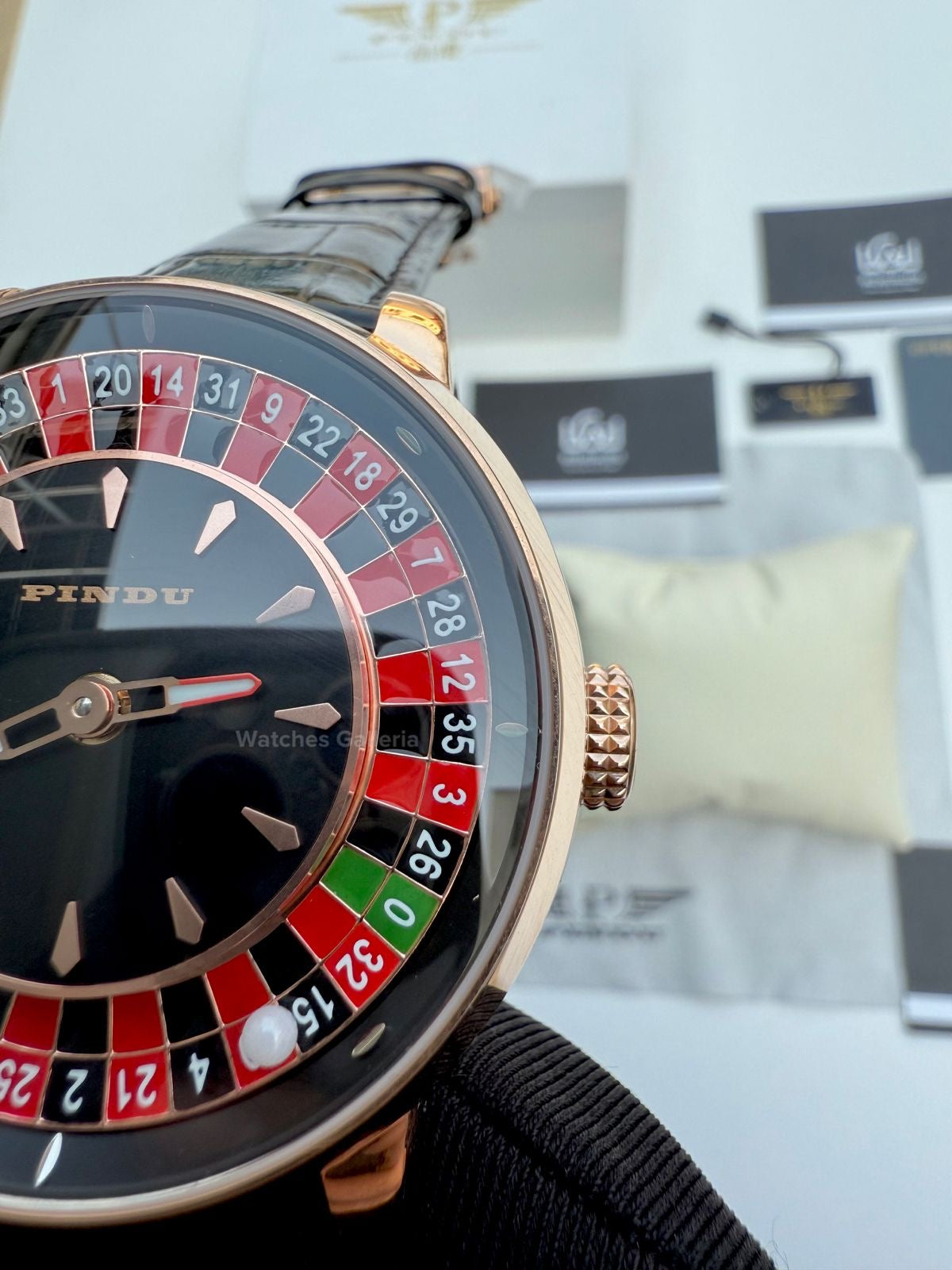 Pindu Design Casino Tourbillon Roulette Button Automatic (Black) P6628 Watches Galleria