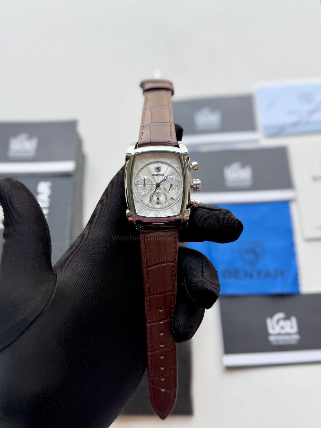 Benyar BY5113 Square Chronograph (Brown/Silver) Benyar Watch Pakistan