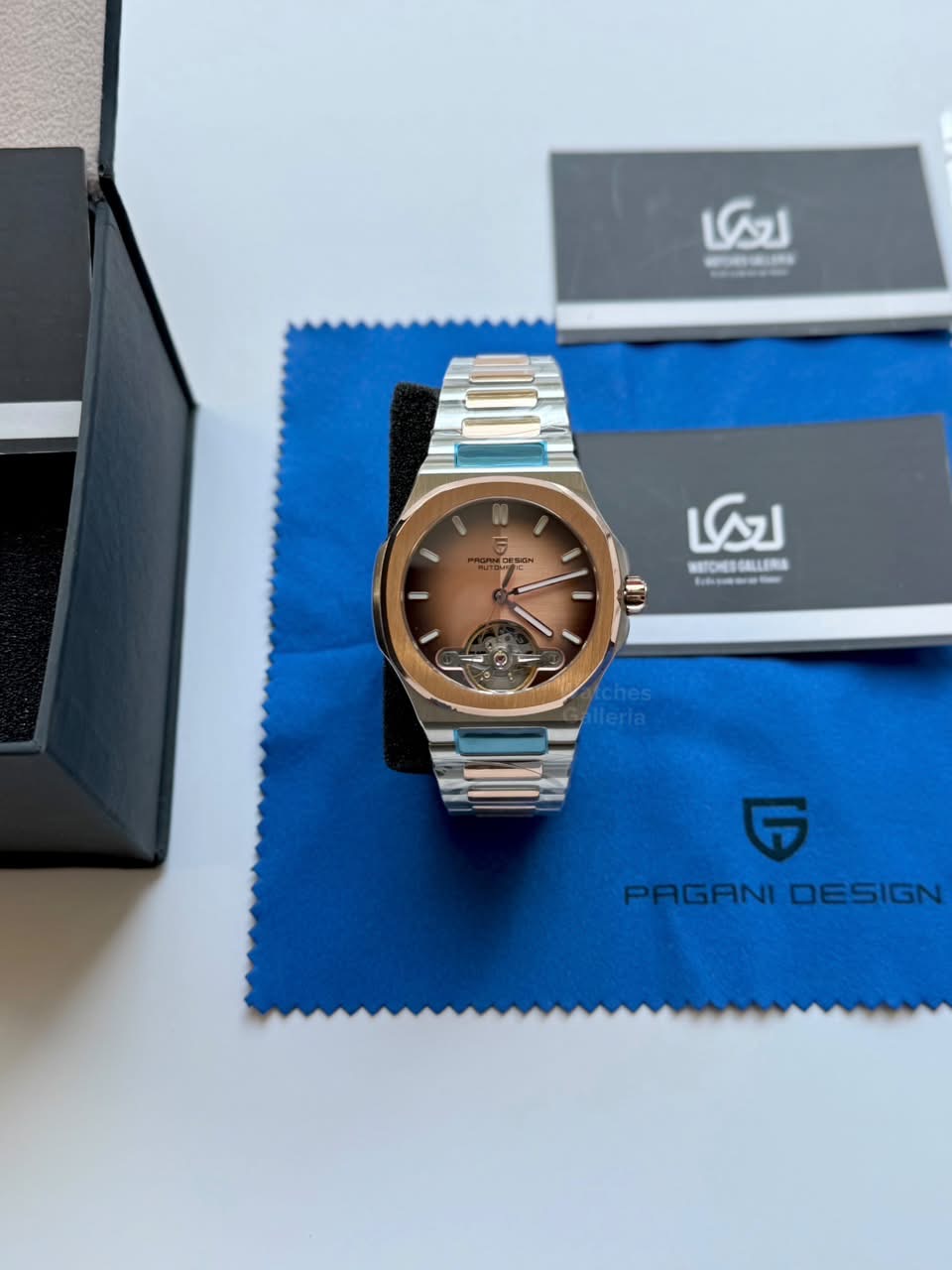 Pagani Design PDys025 Nautilus Flywheel Rose Gold 42mm Automatic Watch – Sapphire Crystal | E3251 Movement | 5ATM