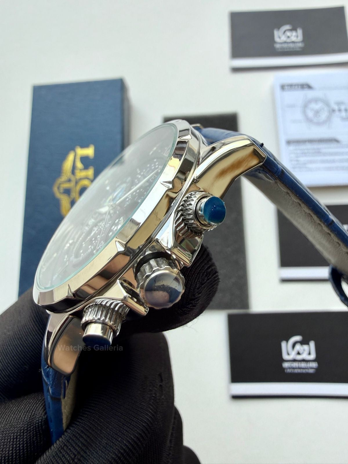 Lige Watch LG89107 Moonphase Chronograph (Blue/Silver) Lige Watch in Pakistan