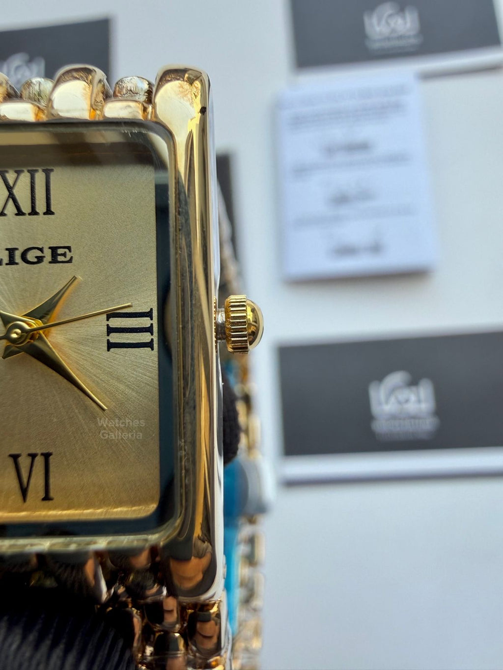 Lige 89156 Tank Women Watch Quartz (Gold) Lige Women Watch