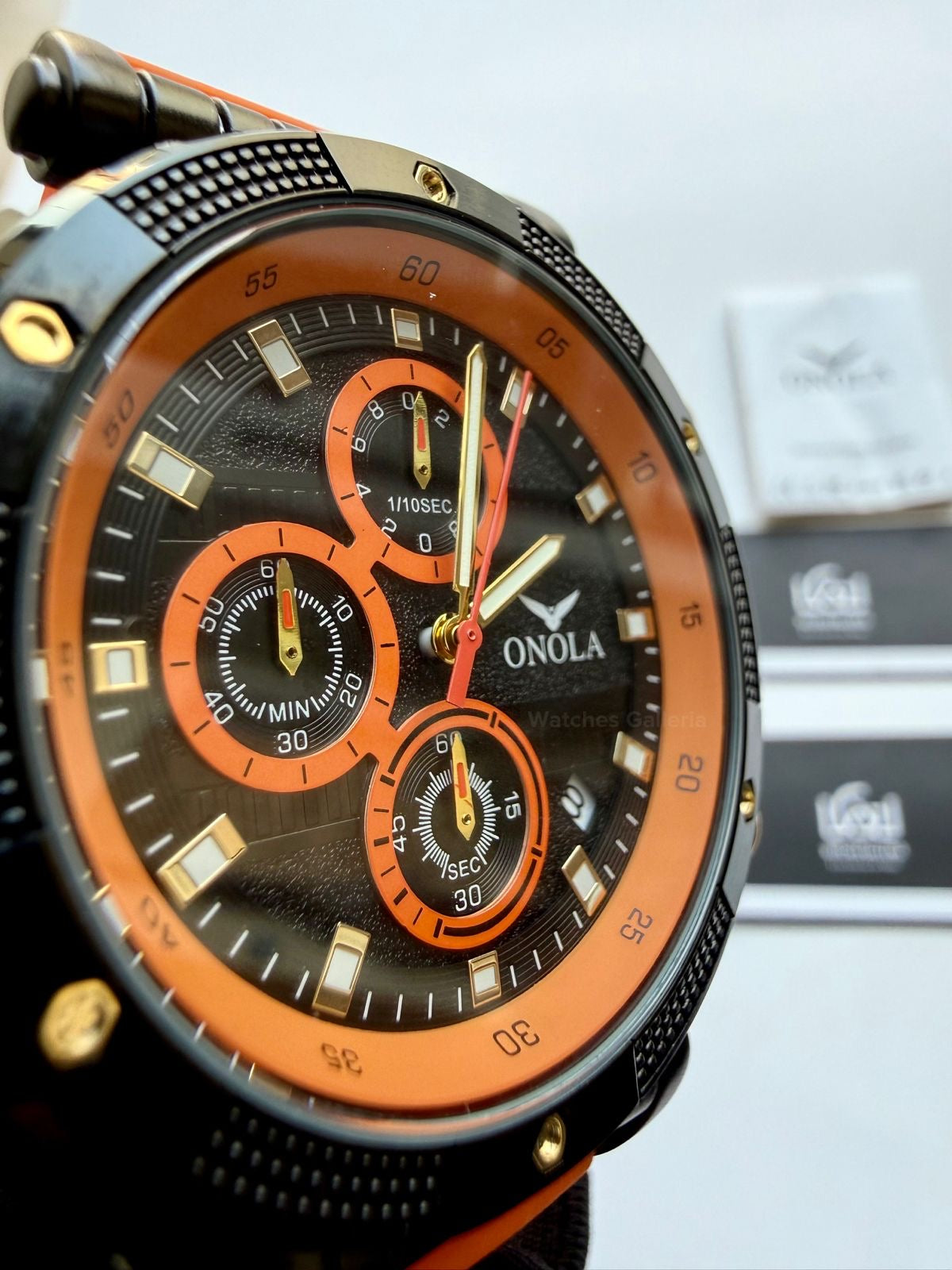 Onola 6859 Sports Chronograph Quartz (Orange) – Premium Racing Inspired Design | Original Onola Watch in Pakistan
