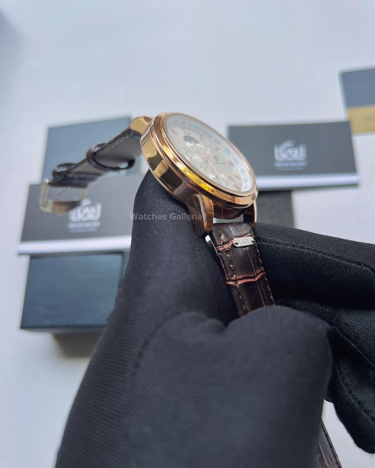Lige Classic Moonphase (Rose Gold White) LG8953 Watches Galleria