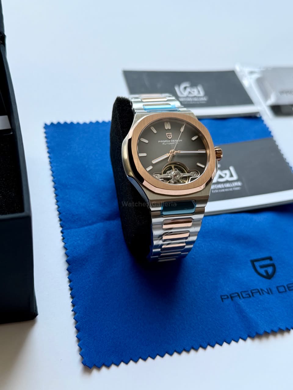 Pagani Design PDys025 Nautilus Flywheel Rose Gold Black 42mm Automatic Watch – Sapphire Crystal | E3251 Movement | 5ATM