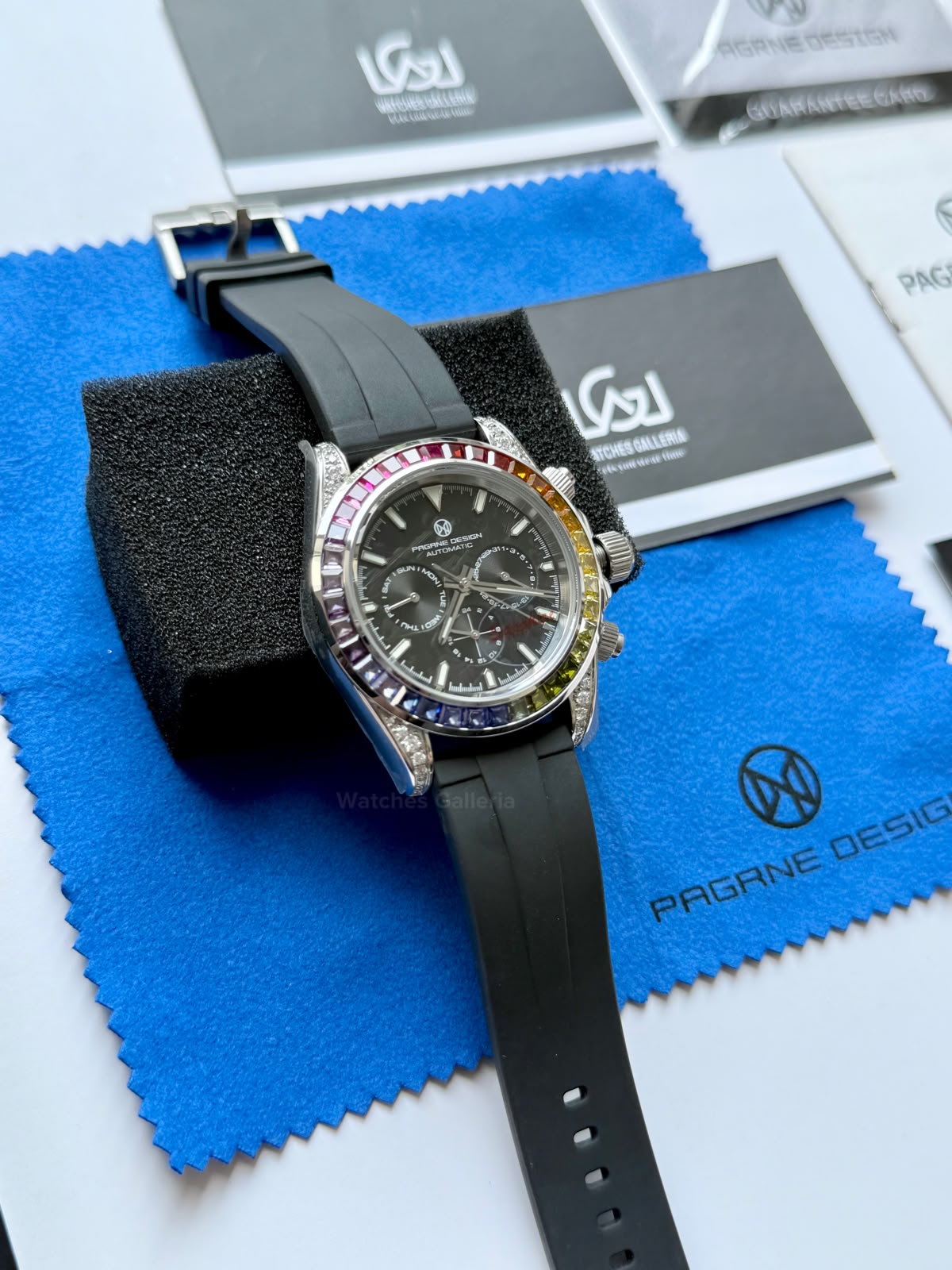 Pagani Design PG1666 Daytona Rainbow Limited Edition Black Automatic Chronograph Watch | 40mm Sapphire Crystal | HZ2196G Movement | 100M Water Resistant