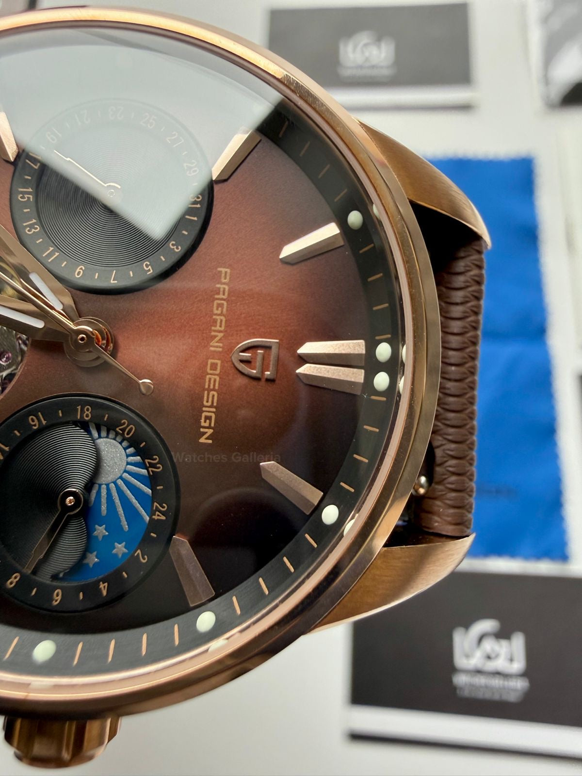 Pagani Design PDys021 Moonphase Flywheel Automatic Latest Watch (Brown/Rose Gold) PD-YS021 Pagani Design in Pakistan