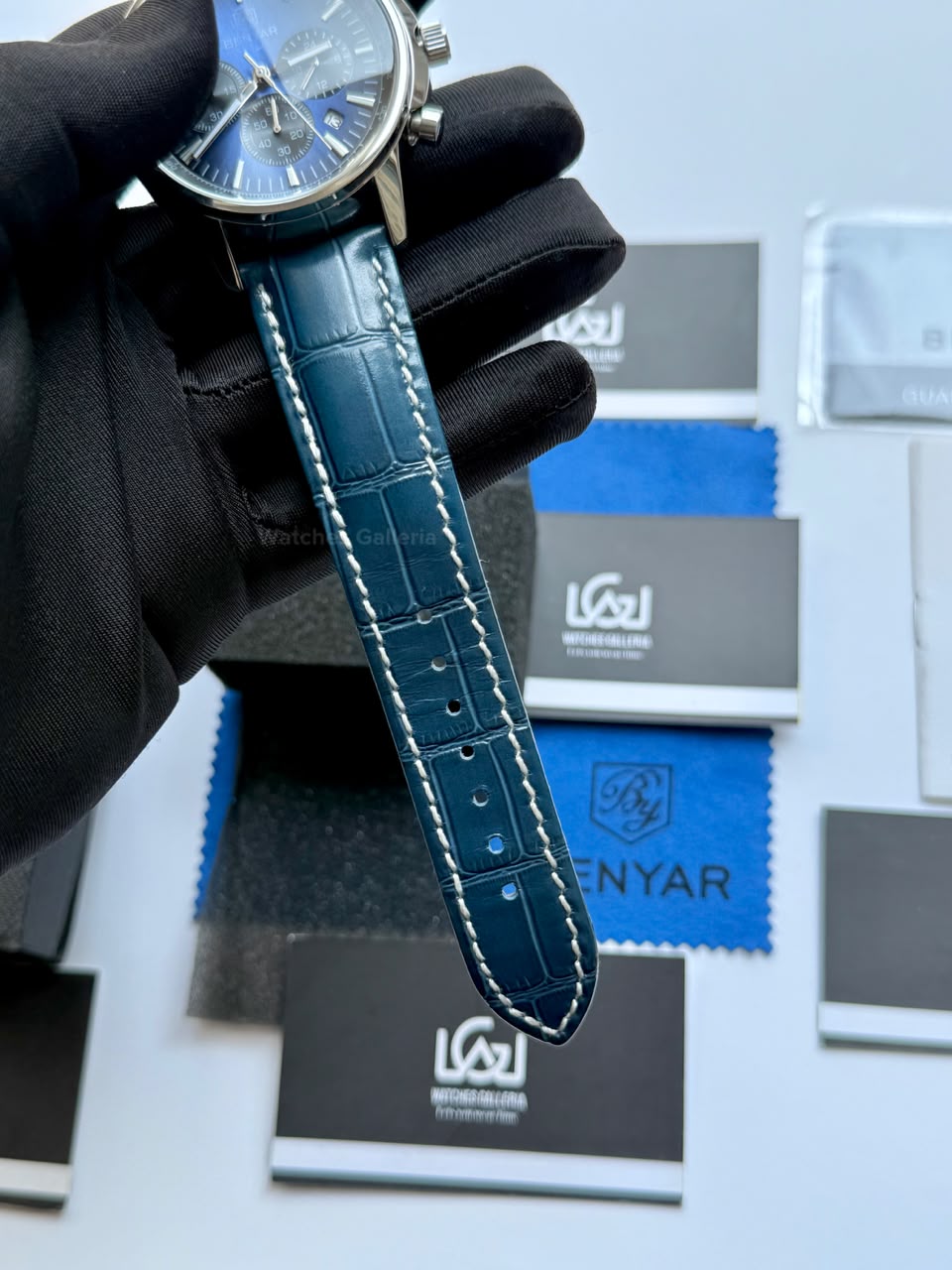 Benyar BY5213 Blue Men’s Luxury Quartz Leather Strap Watch – Waterproof Stainless Steel Analog Wrist Watch with Luminous Hands | Original Benyar Pakistan | Watches Galleria