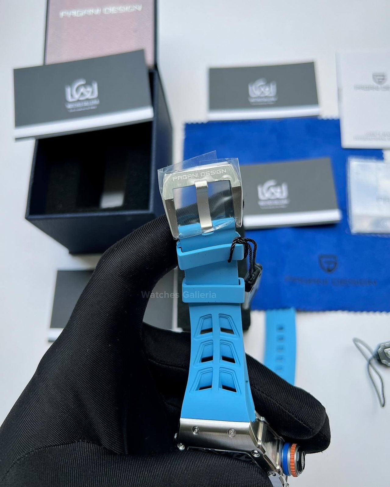 Pagani Design Tonneau Skeleton Watch Quartz (Blue Silver) PD1738 Watches Galleria