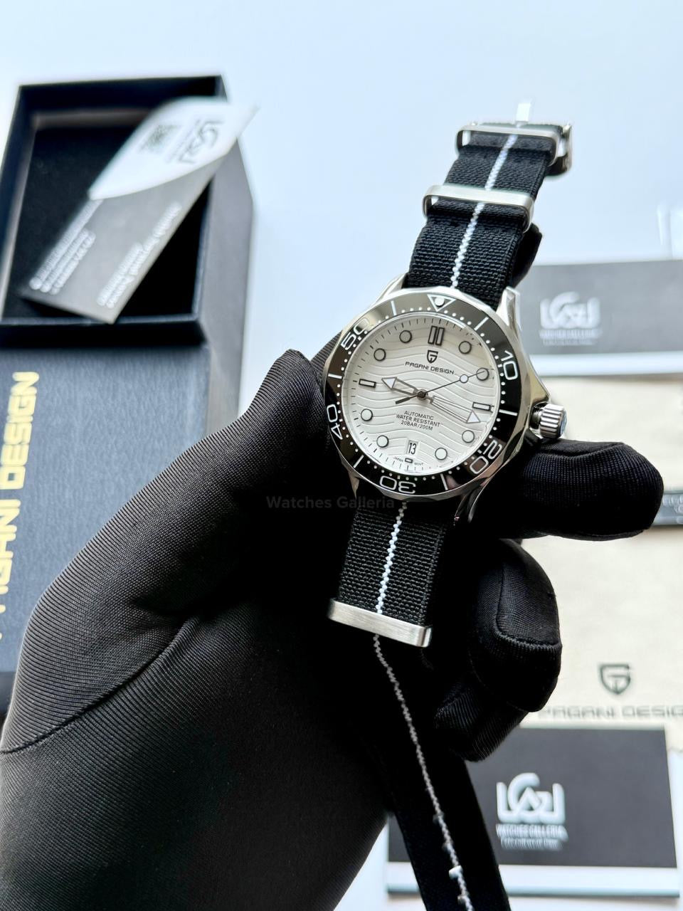 Pagani Design PD1685 Nato Seamaster Diver White Automatic Watch – 200M Sapphire Crystal NH35A/Miyota Luxury Dive Watch in Pakistan | Watches Galleria