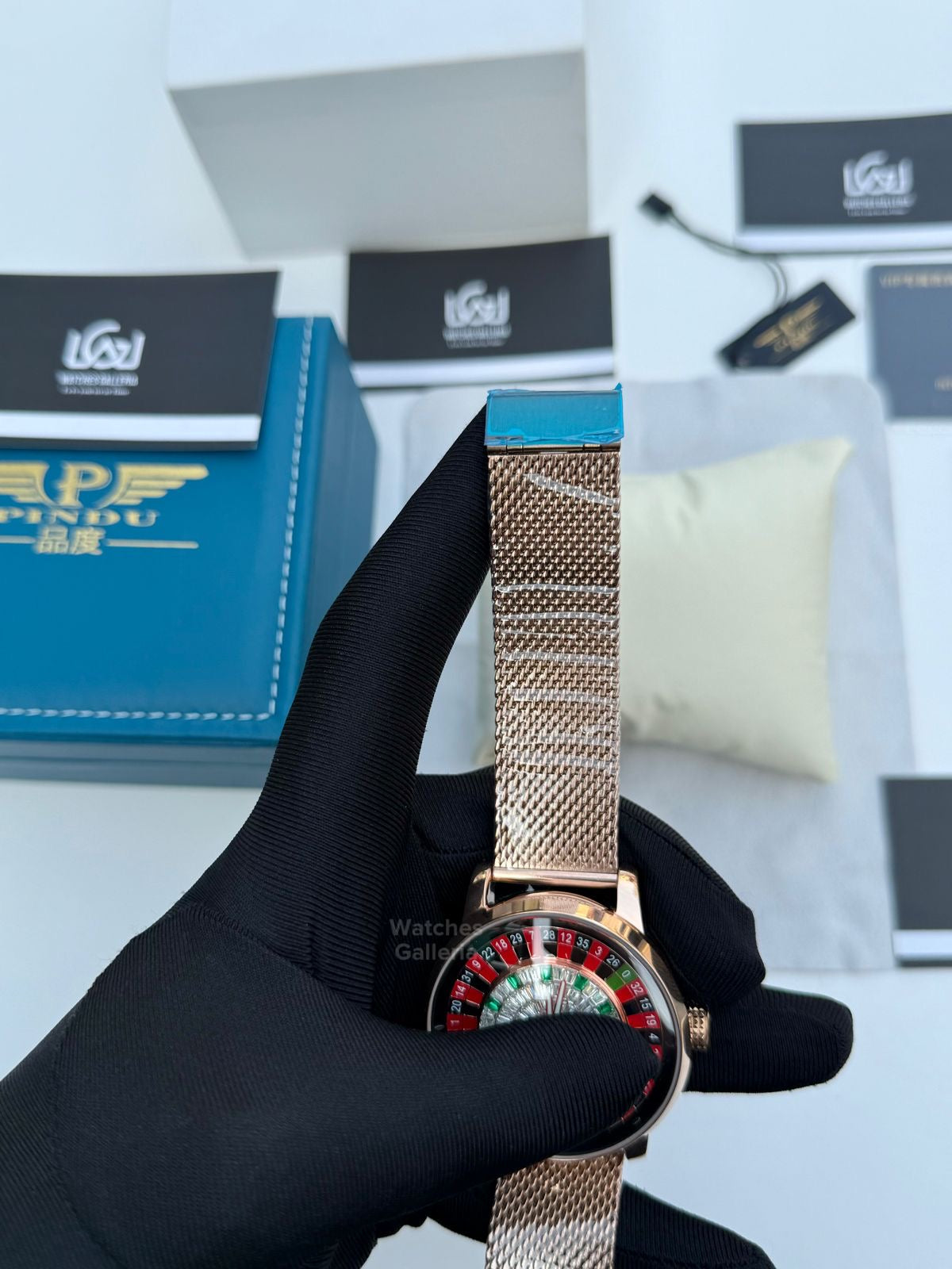 Pindu Design Casino Roulette Button Edition Automatic (Baguette Cut Diamonds) P6628 Watches Galleria