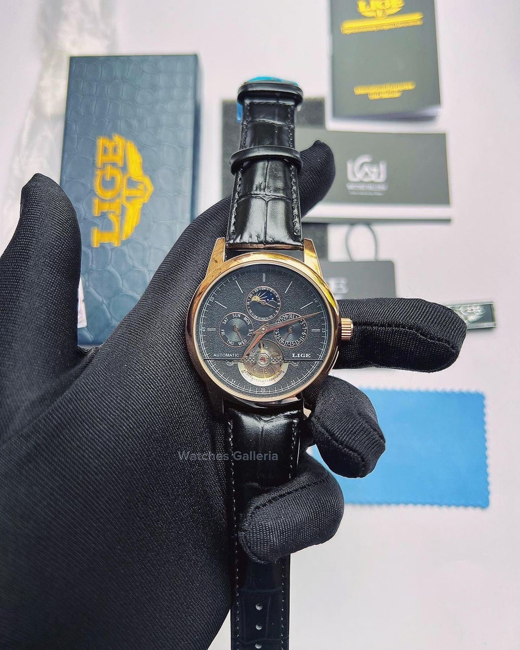 Lige Moonphase Automatic (Black Rose Gold) LIGE6828