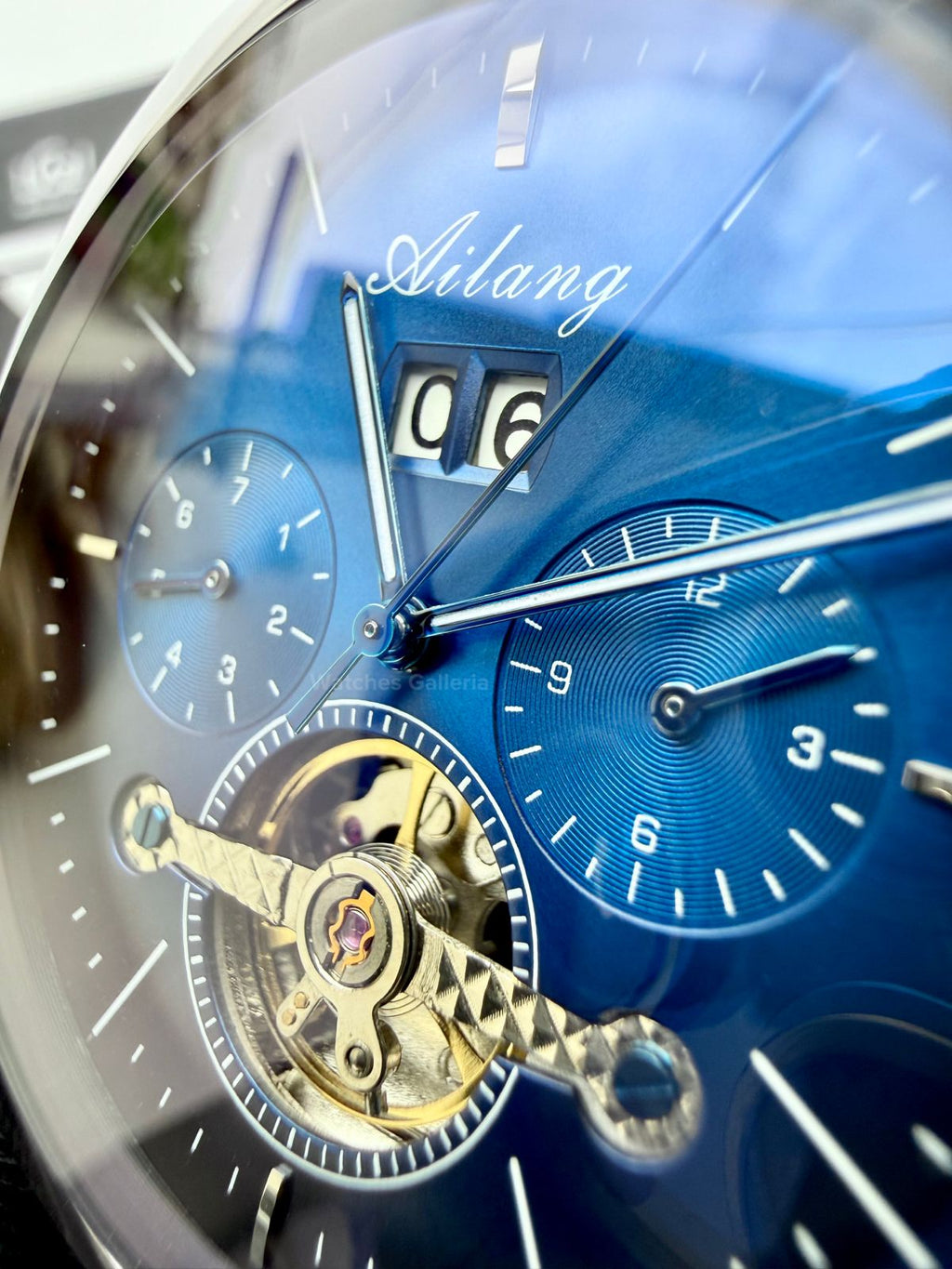 Ailang AI8655G Square Chronograph Automatic Watch Black Blue – Skeleton Flywheel, Big Date, Luxury Square Dial Men’s Watch