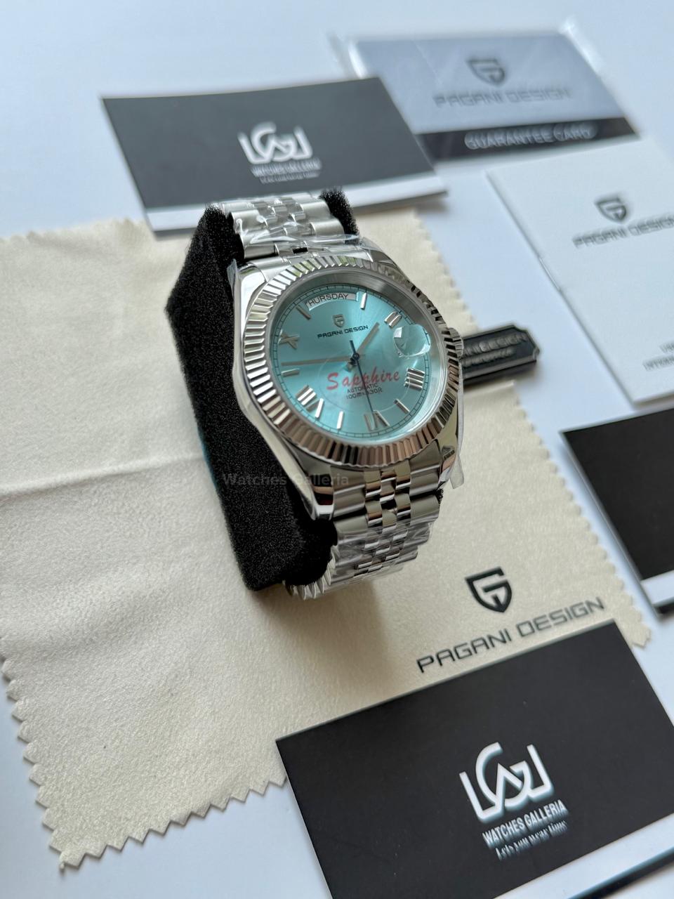 Pagani Design PD1783 Date Day Ice Blue Jubilee Edition Automatic Watch | Seiko NH36A | Sapphire Crystal | 100M Waterproof | Pakistan
