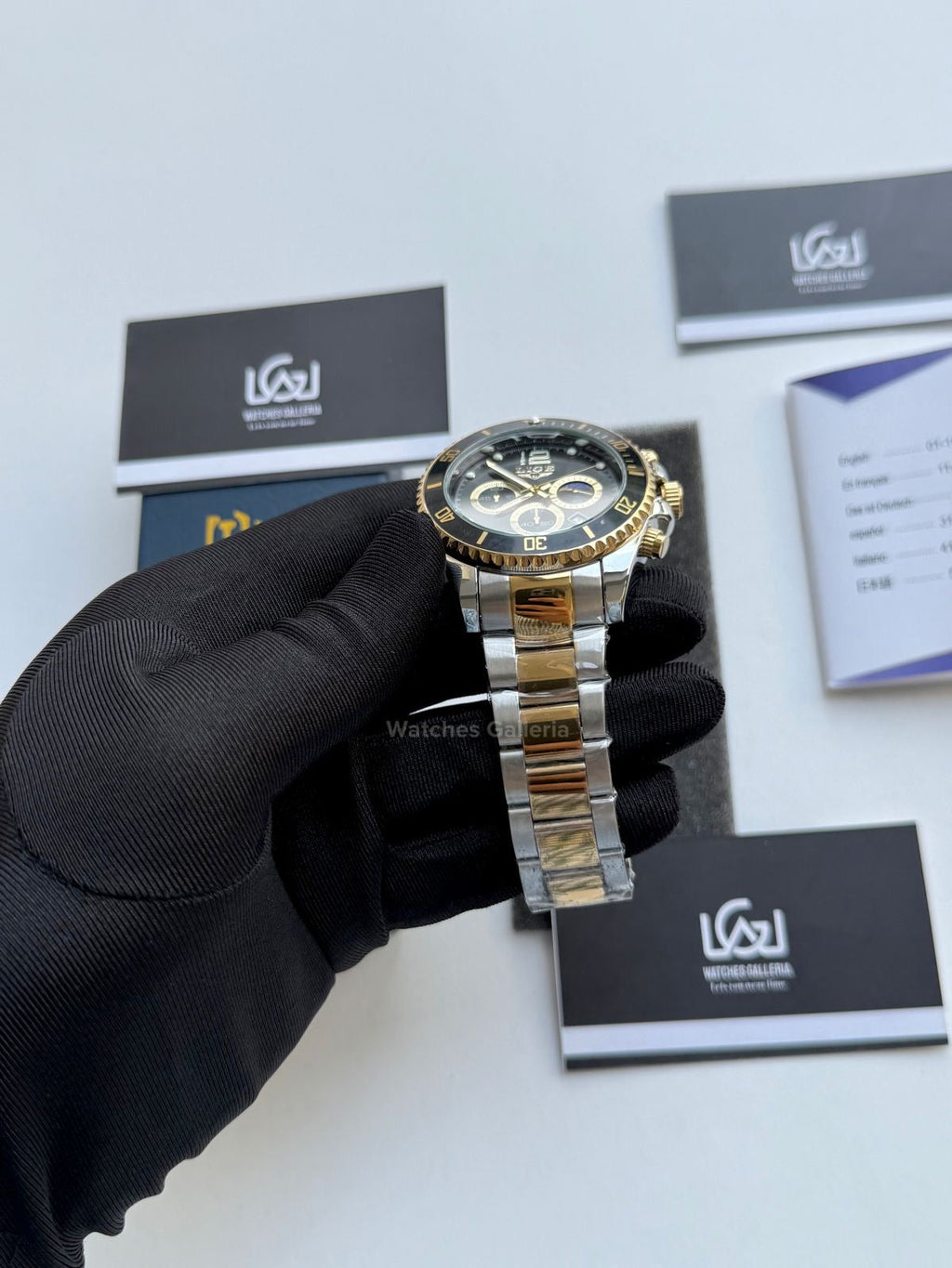 Lige Submariner Chronograph Quartz(Gold Black) Lige8924 Watches Galleria