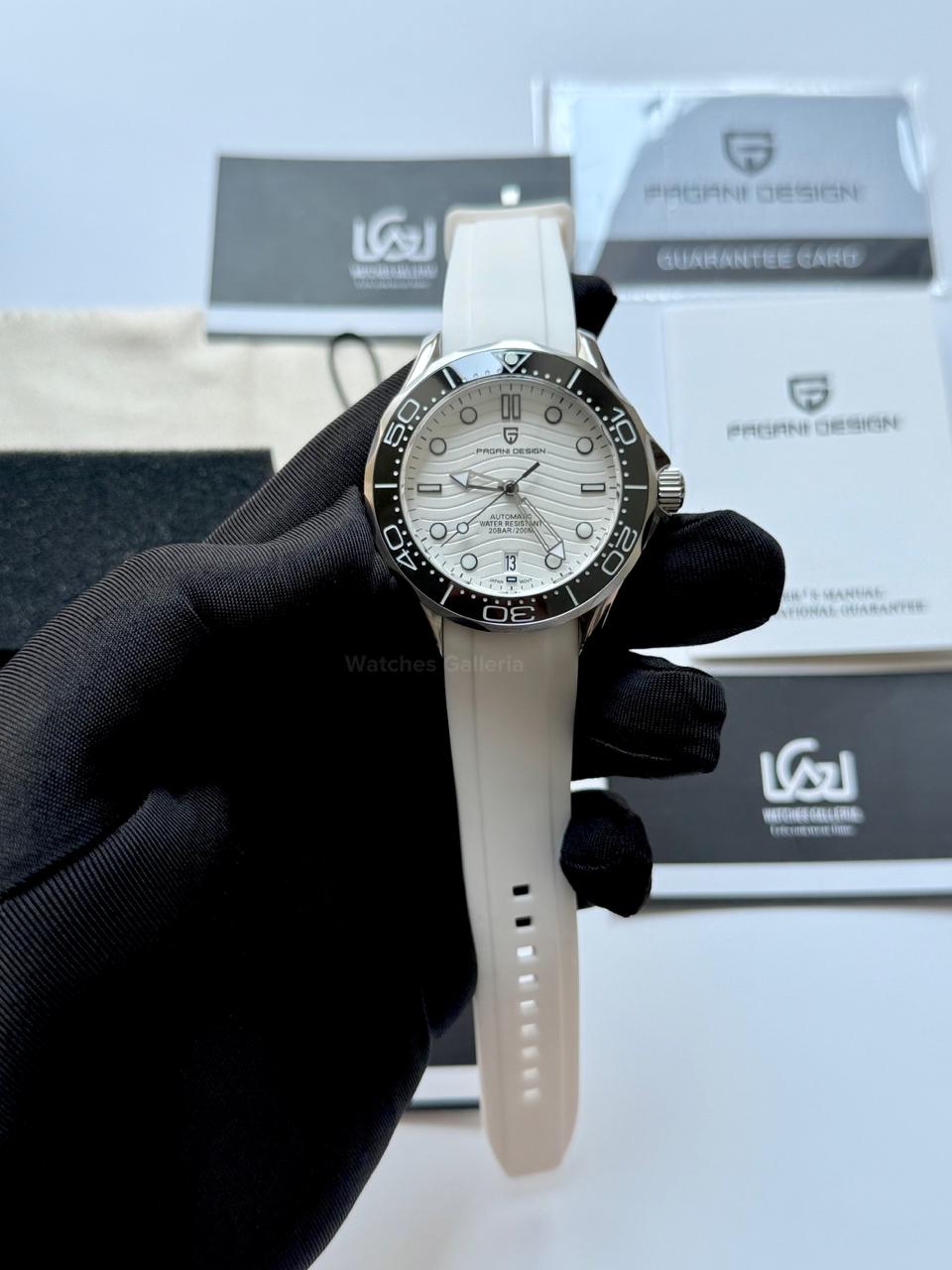 Pagani Design PD1685 Seamaster Diver White Automatic Watch – 200M Sapphire Crystal NH35A/Miyota Luxury Dive Watch in Pakistan | Watches Galleria