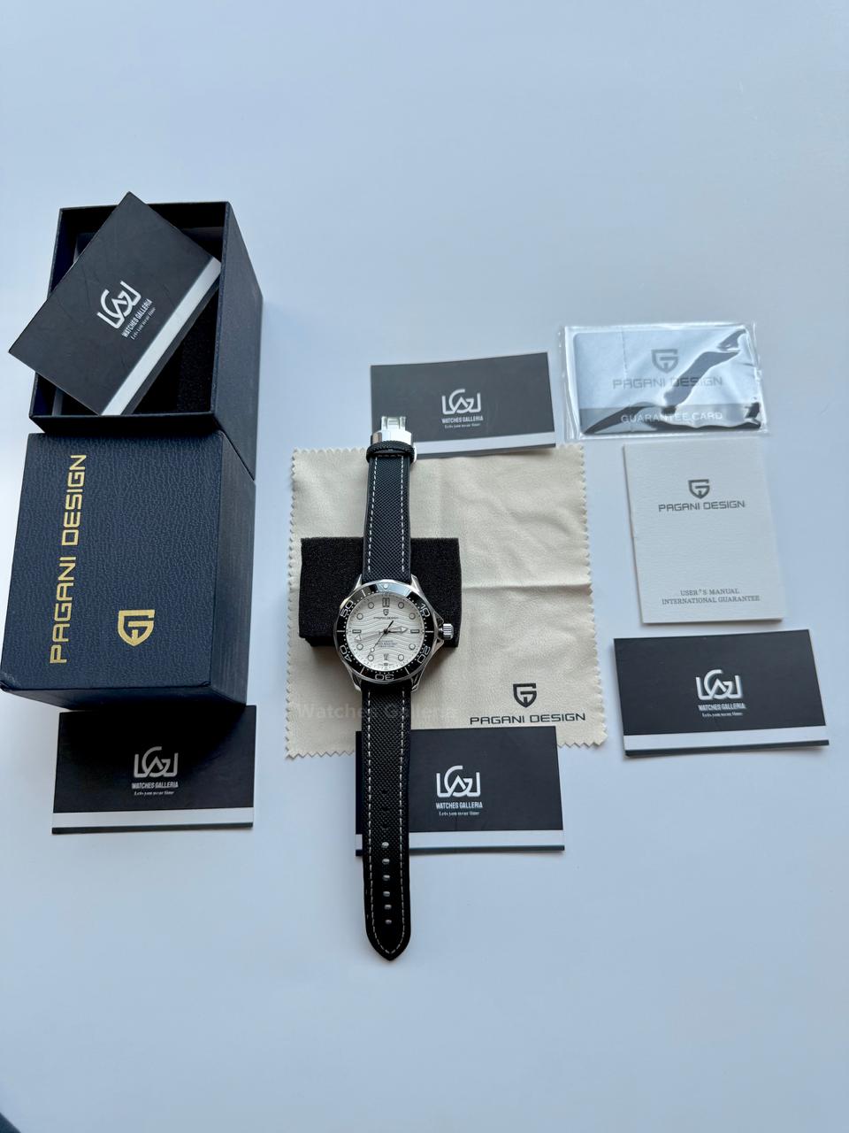 Pagani Design PD1685 Canvas Seamaster Diver White Automatic Watch – 200M Sapphire Crystal NH35A/Miyota Luxury Dive Watch in Pakistan | Watches Galleria
