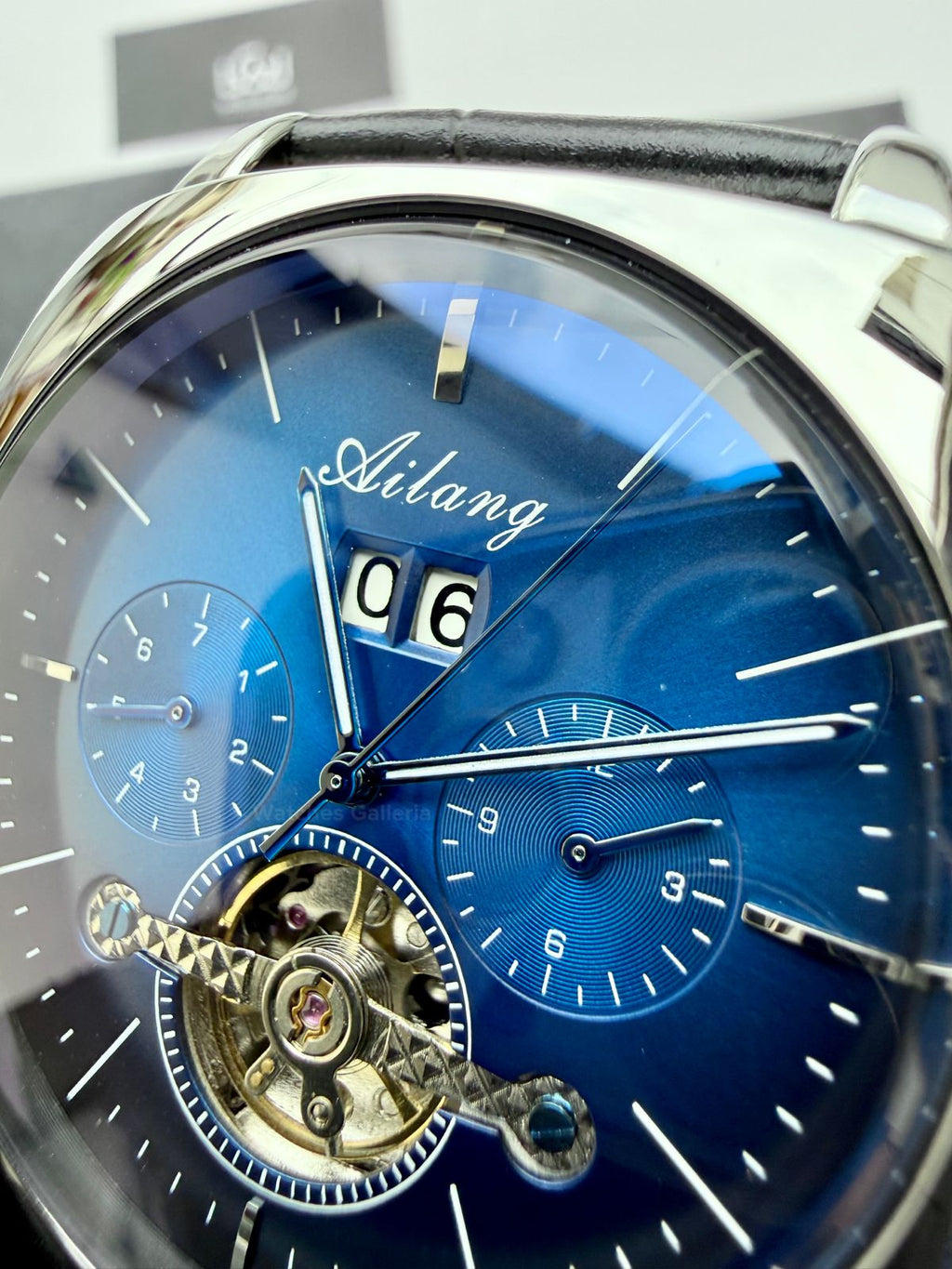 Ailang AI8655G Square Chronograph Automatic Watch Black Blue – Skeleton Flywheel, Big Date, Luxury Square Dial Men’s Watch