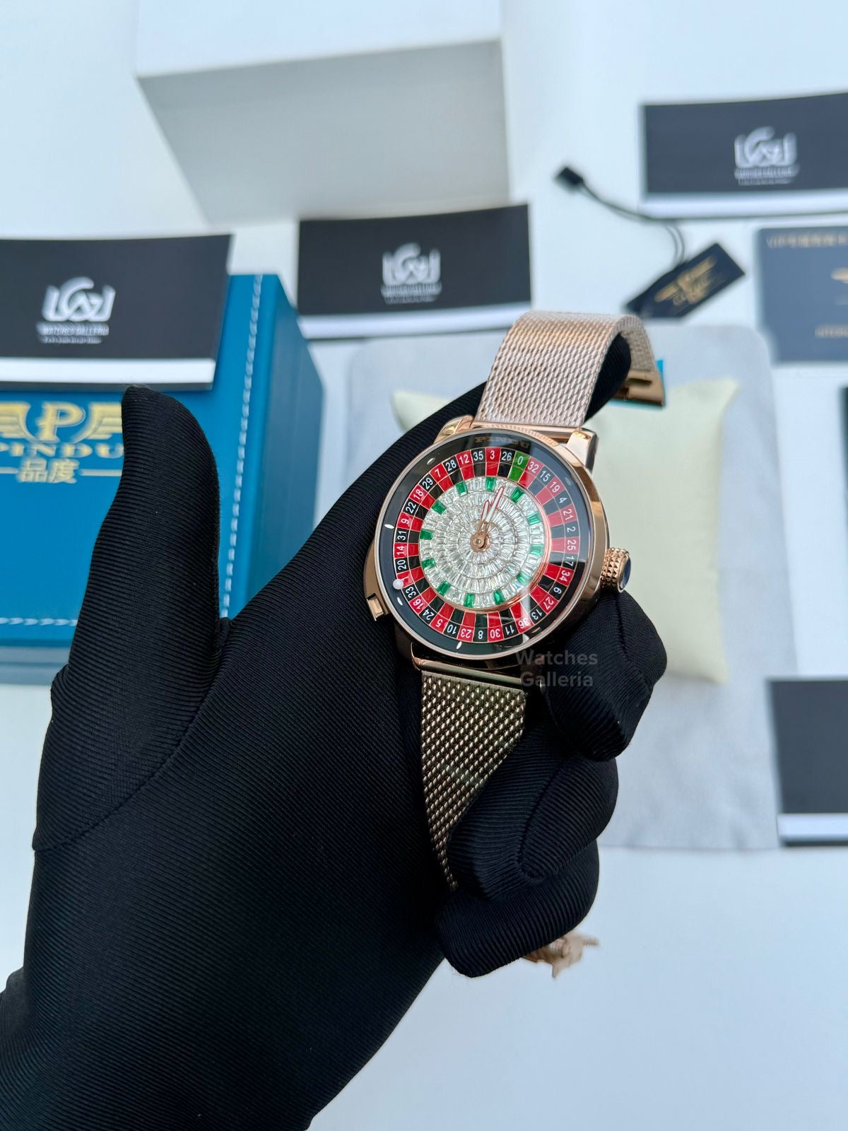Pindu Design Casino Roulette Button Edition Automatic (Baguette Cut Diamonds) P6628 Watches Galleria