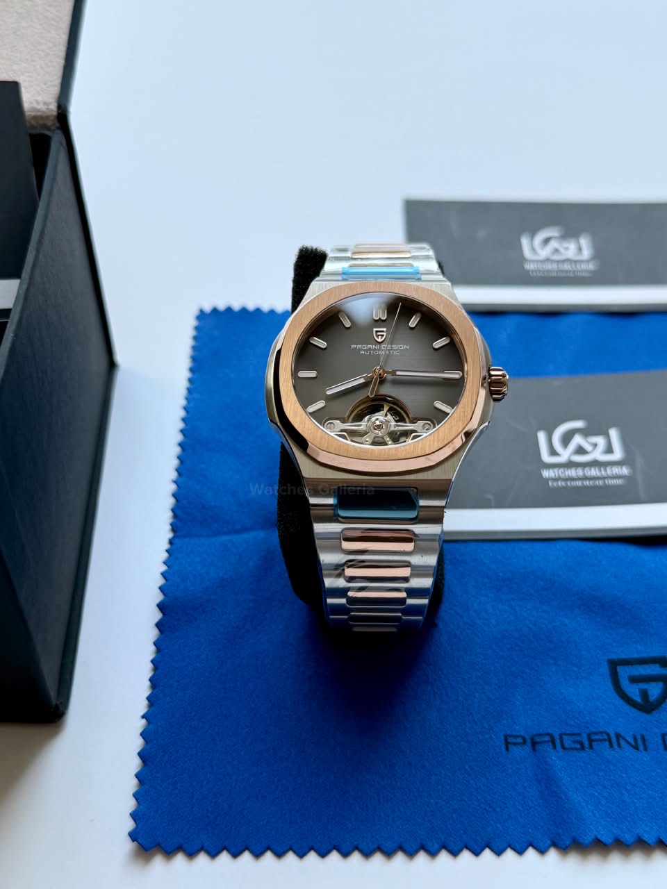 Pagani Design PDys025 Nautilus Flywheel Rose Gold Black 42mm Automatic Watch – Sapphire Crystal | E3251 Movement | 5ATM