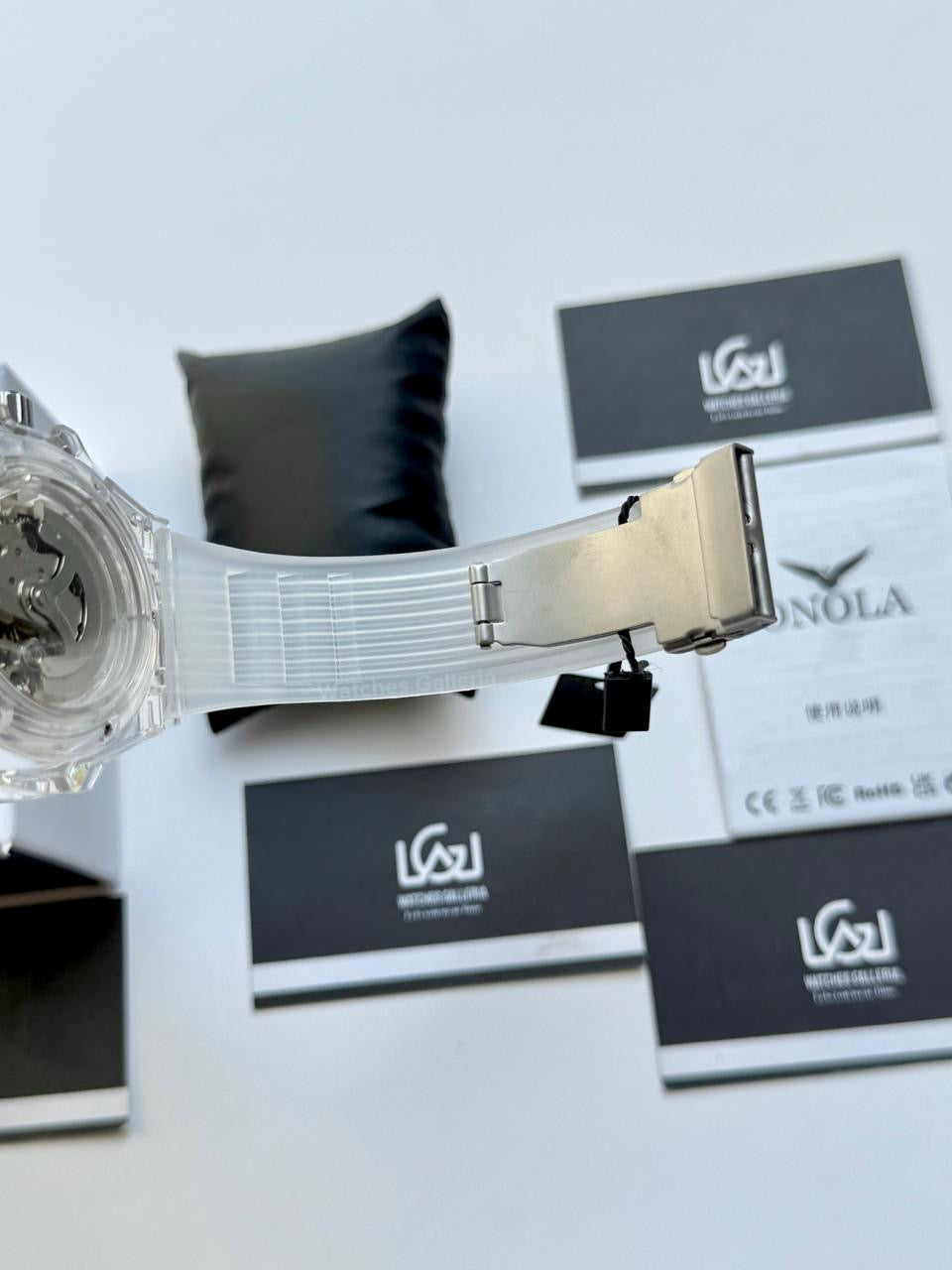 Onola ON3836 Oak Skeleton White Automatic Watch – 49mm Transparent Dial, Bold Sport Design, Pakistan Edition