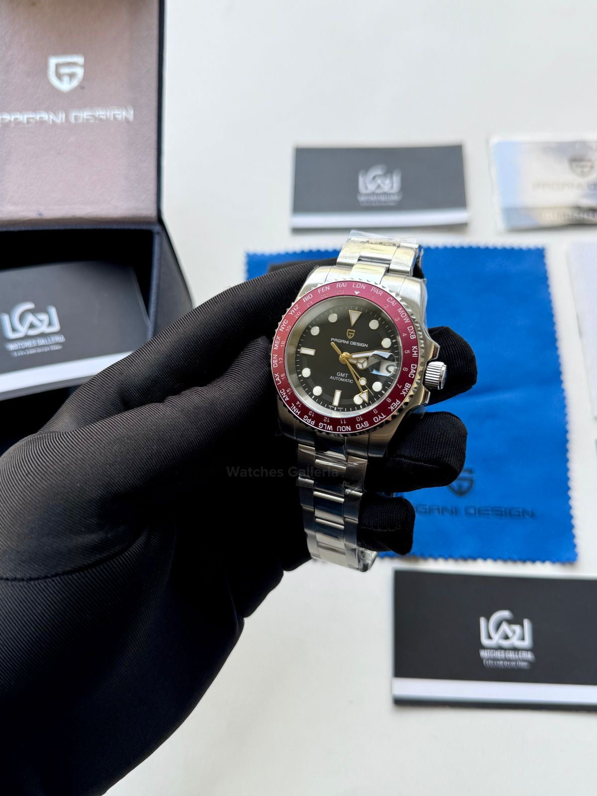 Pagani Design PD1758 World Time GMT Automatic (Red) | Pagani Design Pakistan | PD-1758