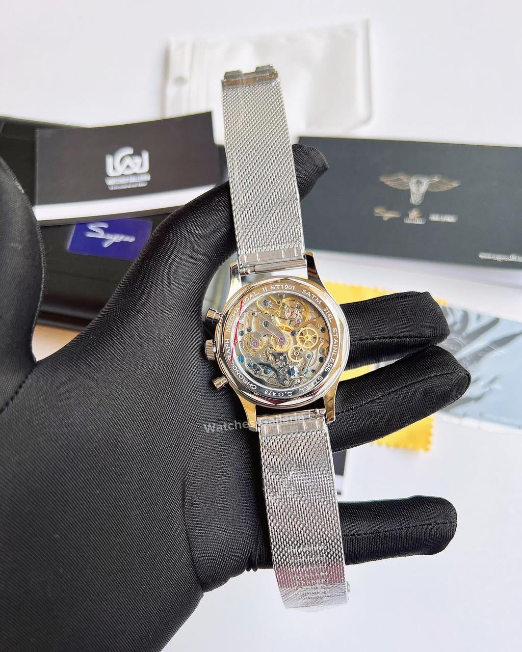 Sugess Panda Chronograph Manual Wind (White) ST1901