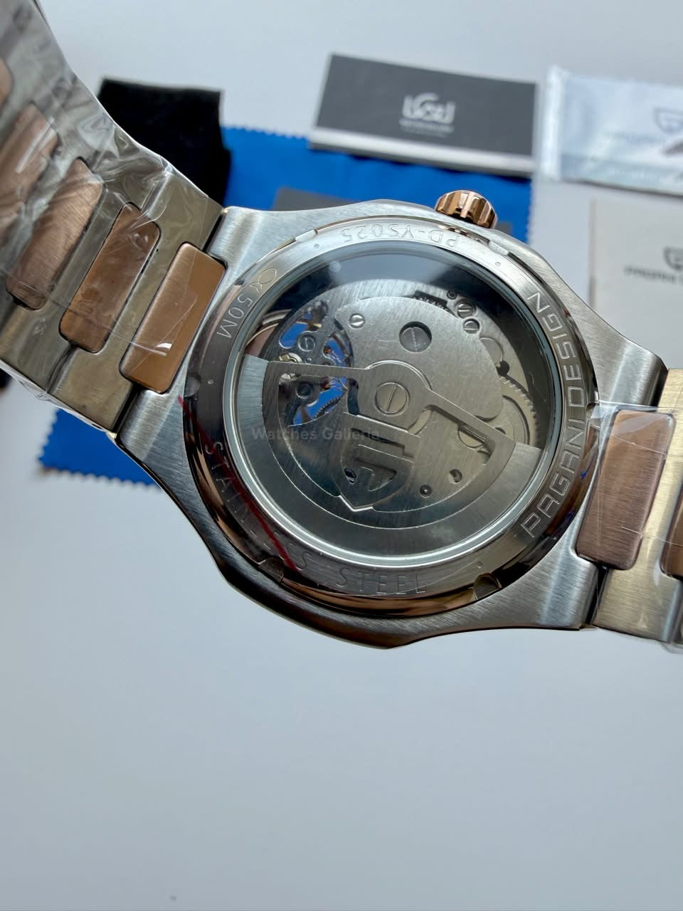 Pagani Design PDys025 Nautilus Flywheel Rose Gold 42mm Automatic Watch – Sapphire Crystal | E3251 Movement | 5ATM