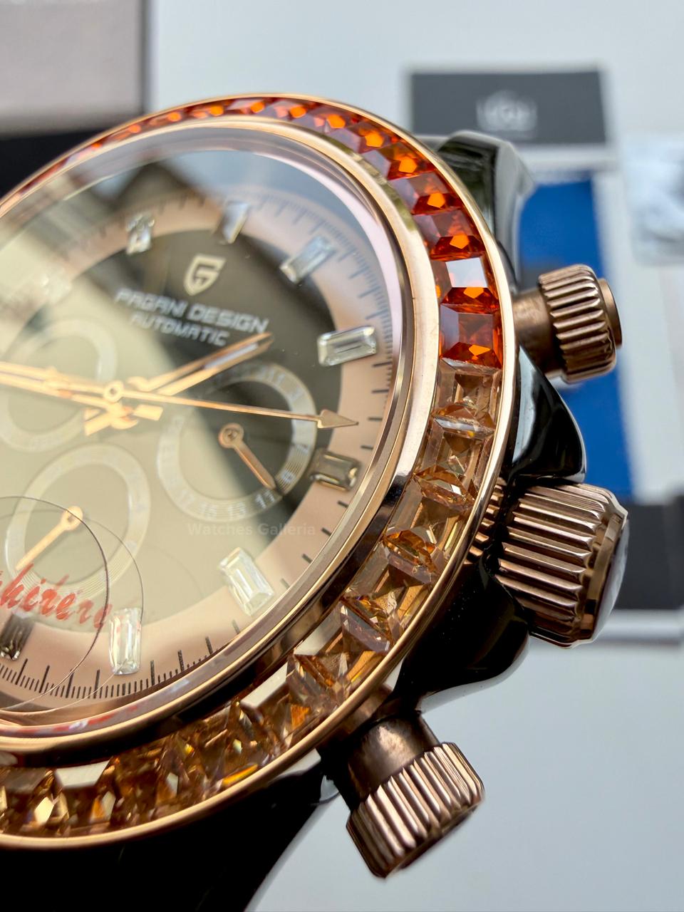 Pagani Design PD1732 Daytona Rainbow Silicon Edition in Pakistan – Luxury Automatic Men’s Watch with Rainbow Bezel, Sapphire Crystal & Exhibition Back
