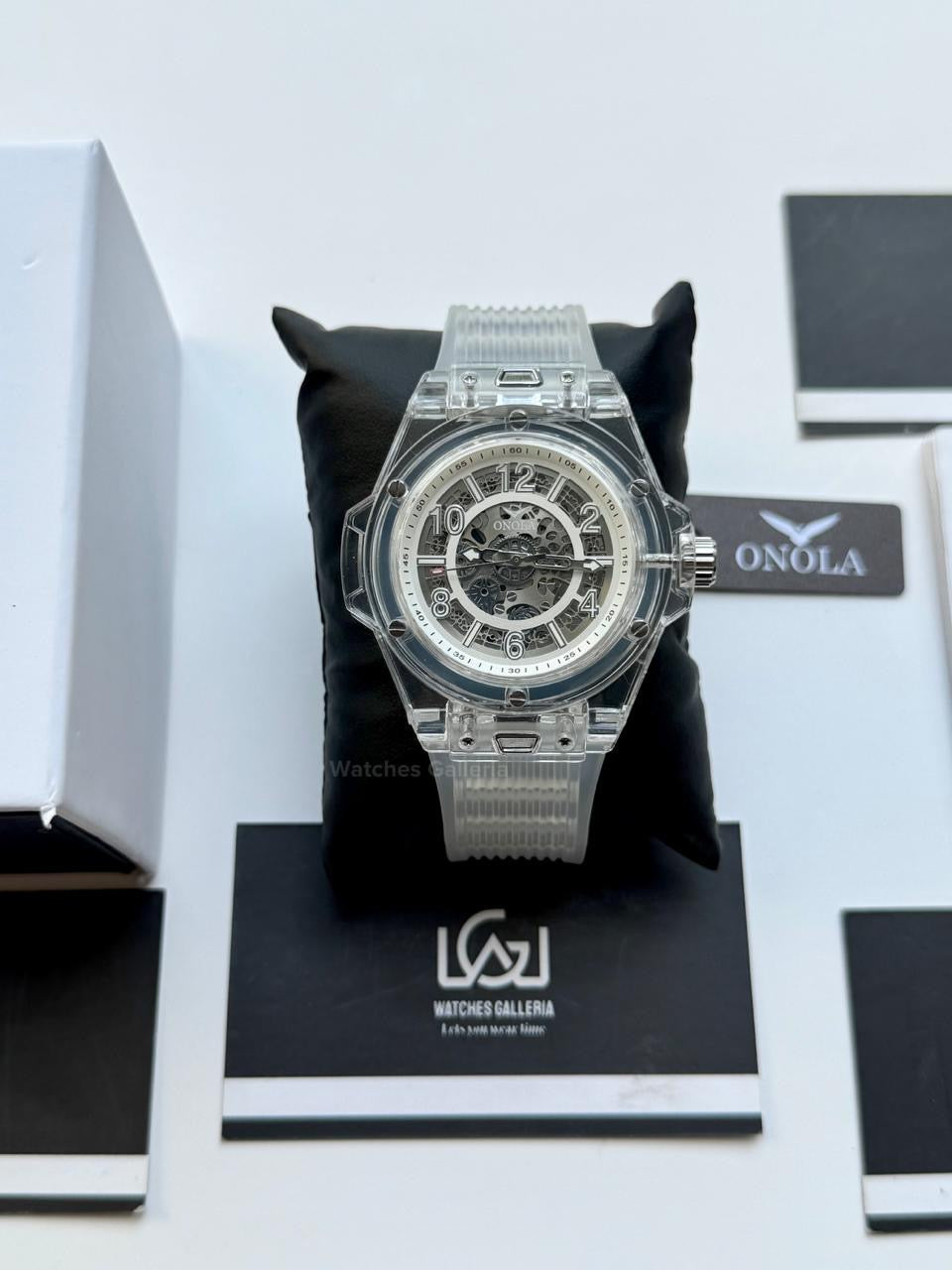 Onola ON3836 Oak Skeleton White Automatic Watch – 49mm Transparent Dial, Bold Sport Design, Pakistan Edition