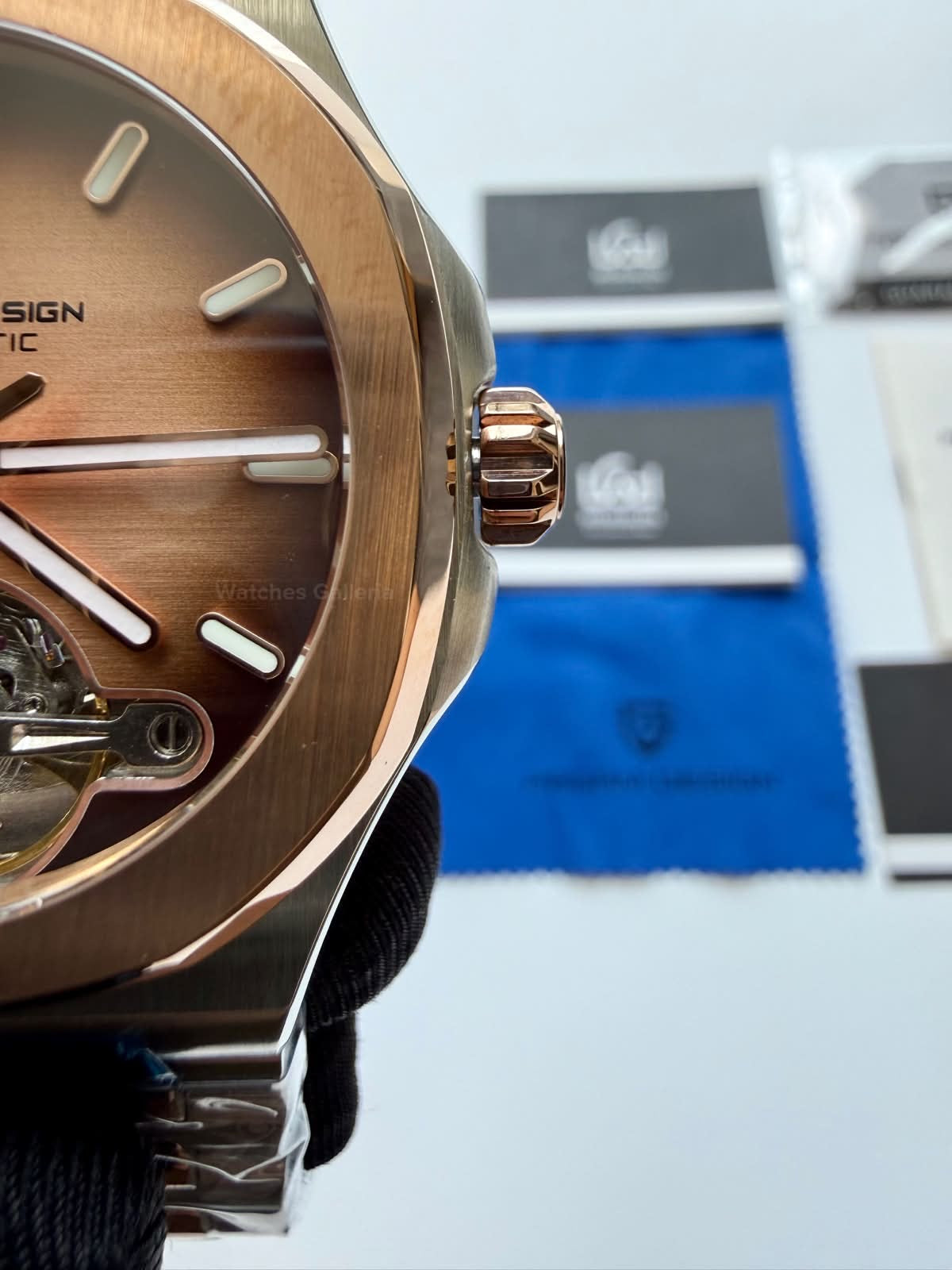 Pagani Design PDys025 Nautilus Flywheel Rose Gold 42mm Automatic Watch – Sapphire Crystal | E3251 Movement | 5ATM