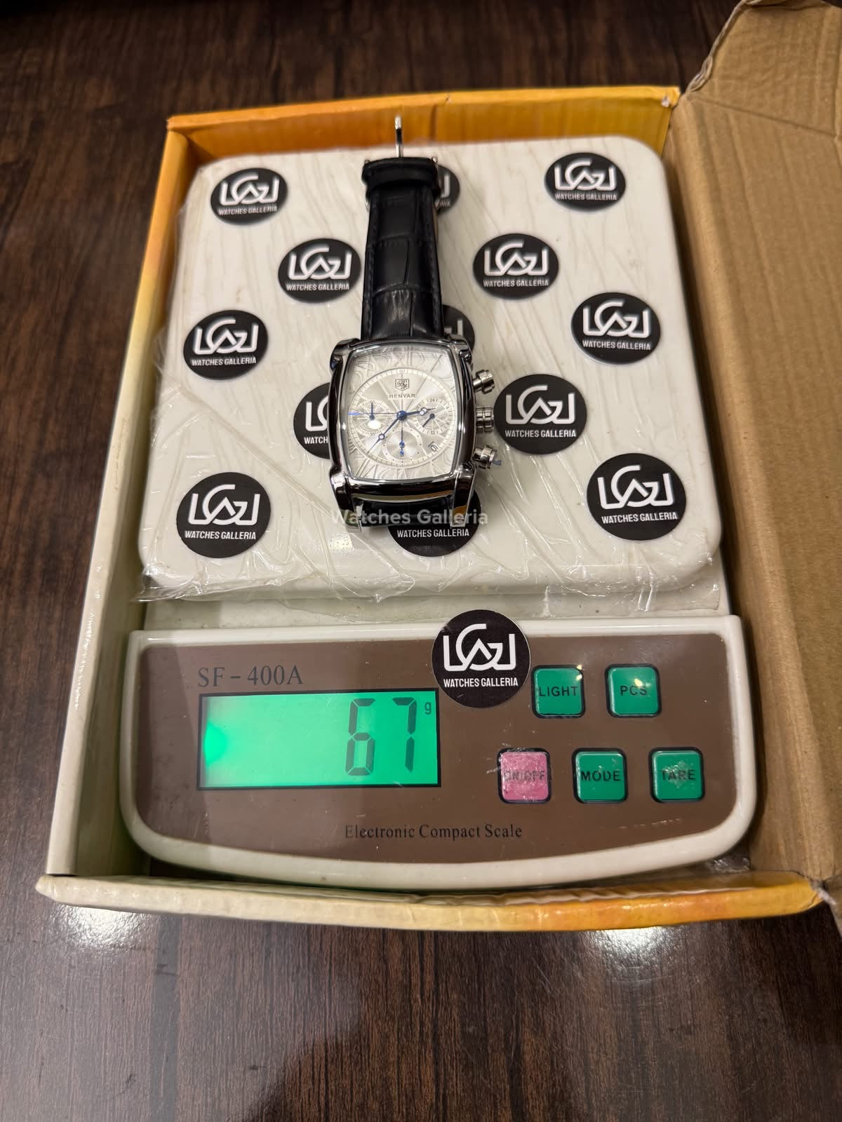 Benyar BY5113LE Square Chronograph Watch in Pakistan – Limited Edition Black White Luxury Men’s Quartz Chronograph Leather Strap Watch